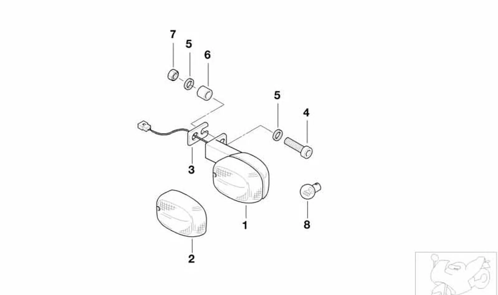 Soporte delantero para luz intermitente OEM 63132346314 para motos BMW F 650, F 650 ST. Original BMW Motorrad.