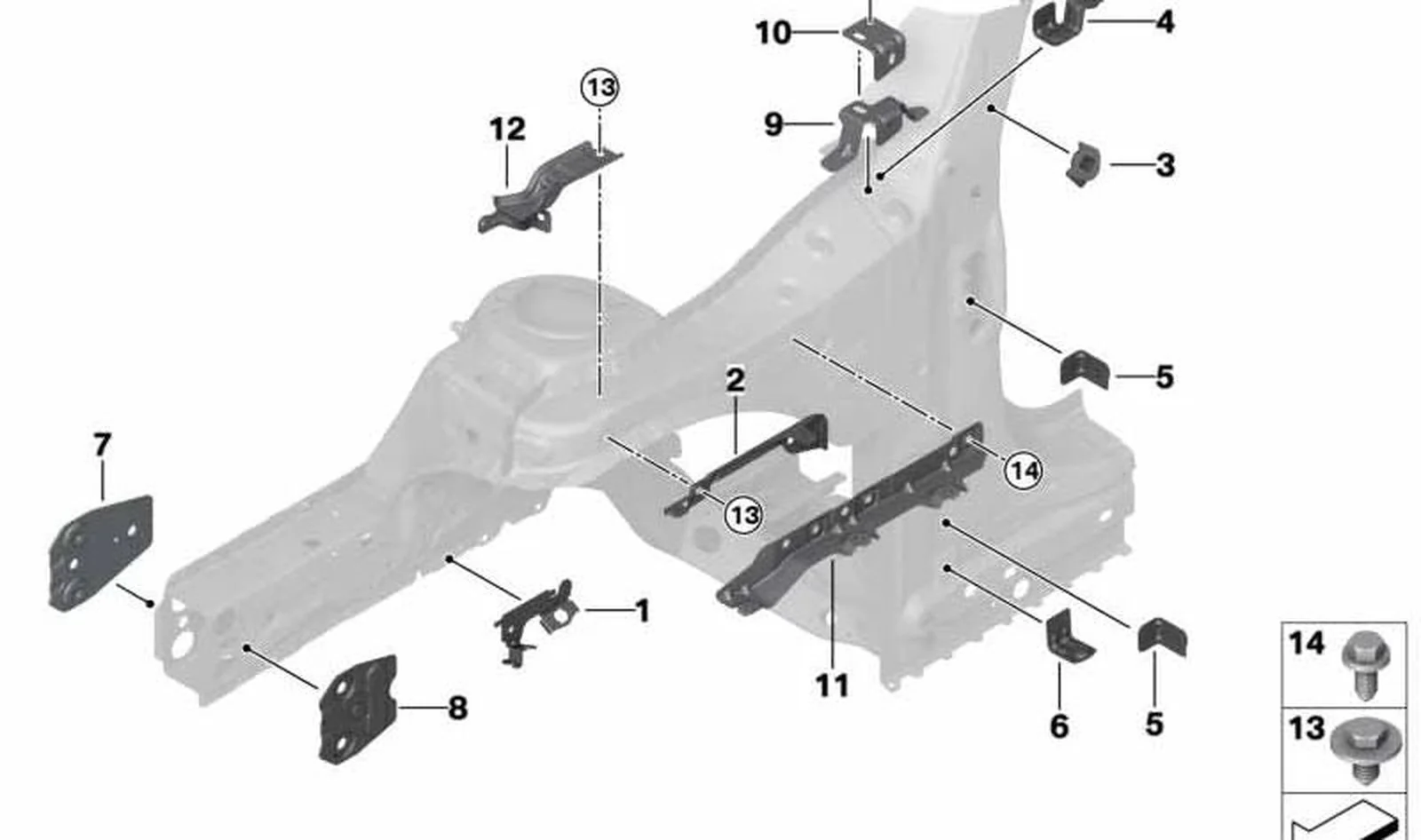 Soporte elemento de deformación delantero derecho OEM 41007374528 para MINI F56, F55, F57, F66, F65, F67... y más. Original MINI.