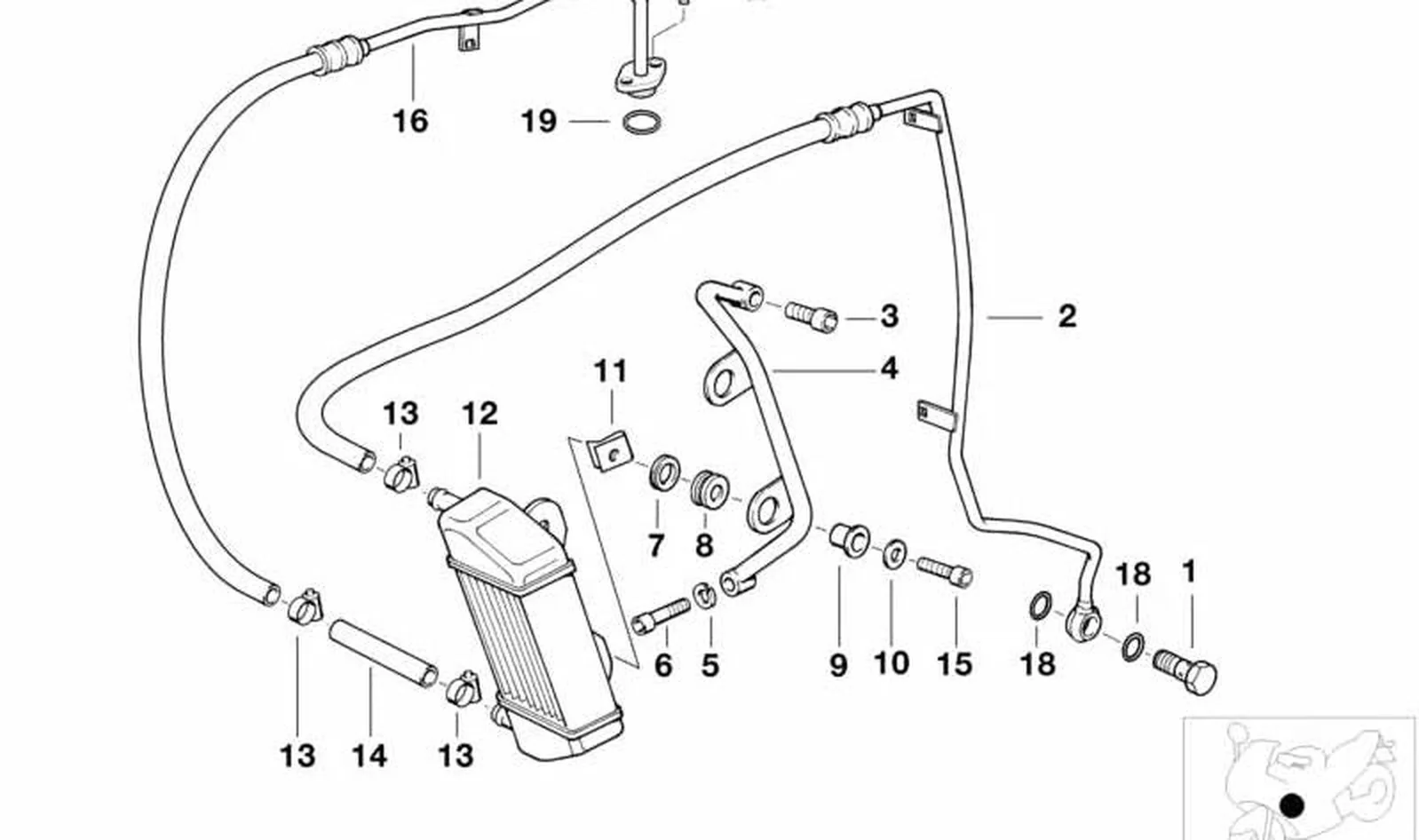 Soporte izquierdo del sistema de refrigeración OEM 17211341727 para motos BMW R1100R, R850R, R1150R... y más. Original BMW Motorrad.