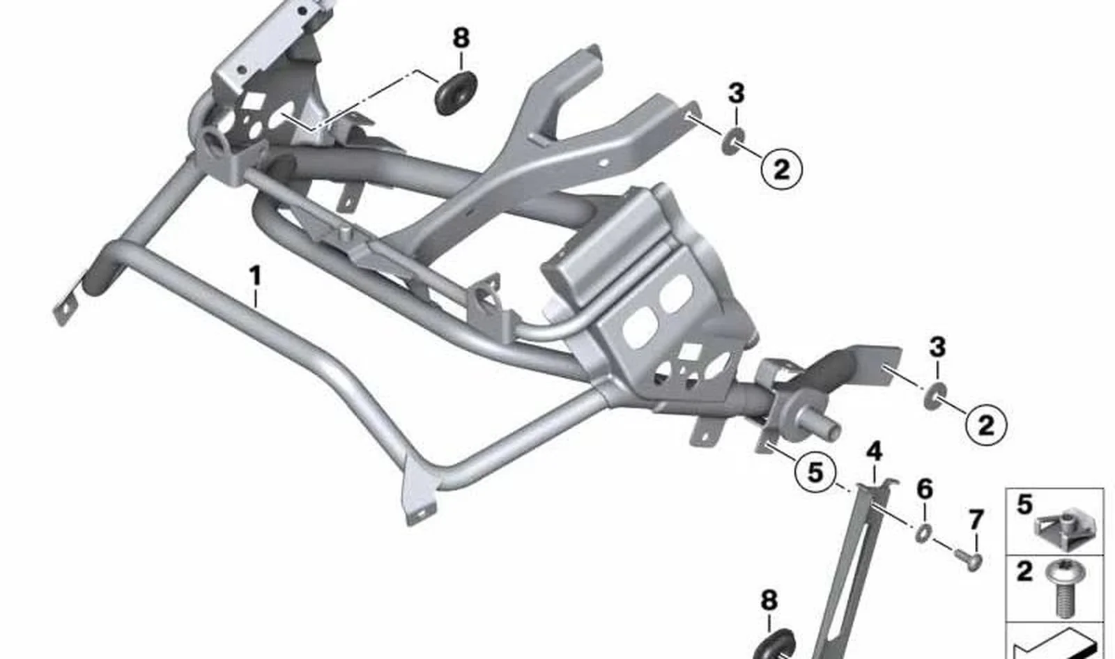 Soporte izquierdo OEM 46637673253 para motos BMW R1200 GS y R1200 GS Adventure (K25). Original BMW Motorrad.