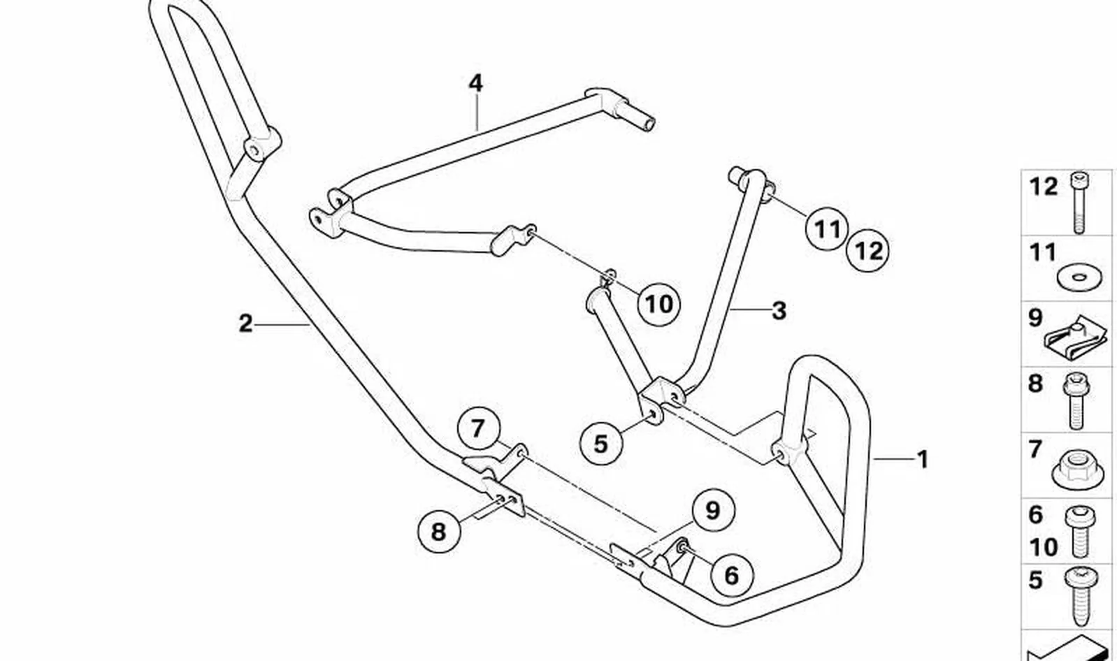 Soporte izquierdo OEM 46638528813 para motos BMW R1200RT, R900RT. Original BMW Motorrad.