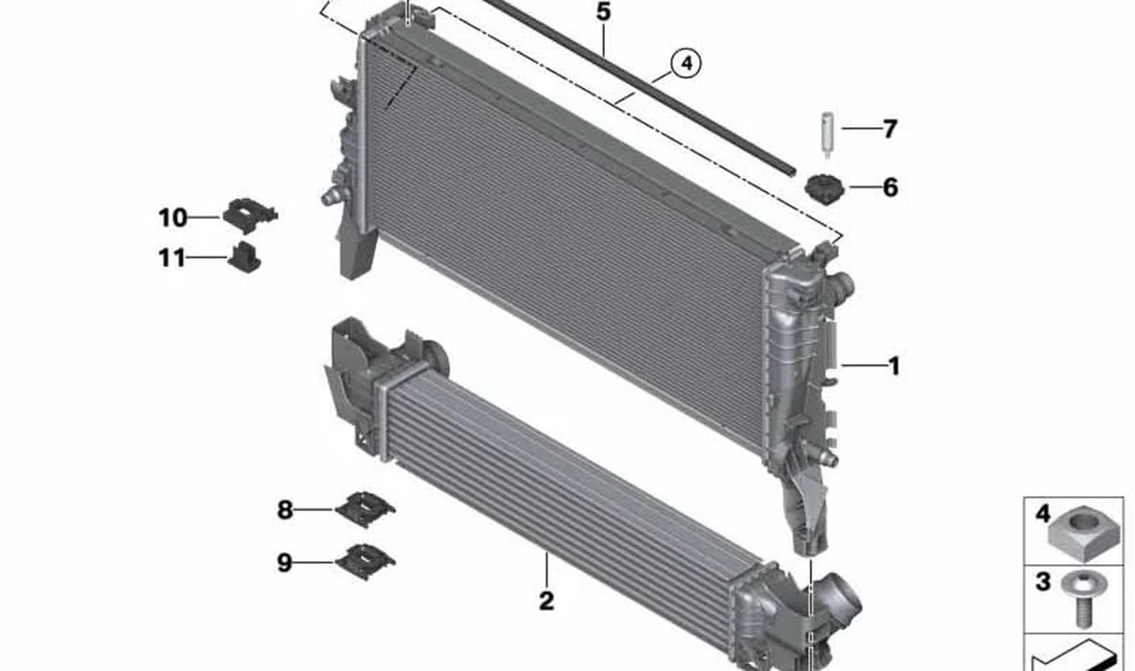 Soporte módulo derecho OEM 17118587558 para BMW Serie 1 F40, Serie 2 F44, X2 F39 y MINI F54, F56, F57, F60... y más. Original BMW y MINI.