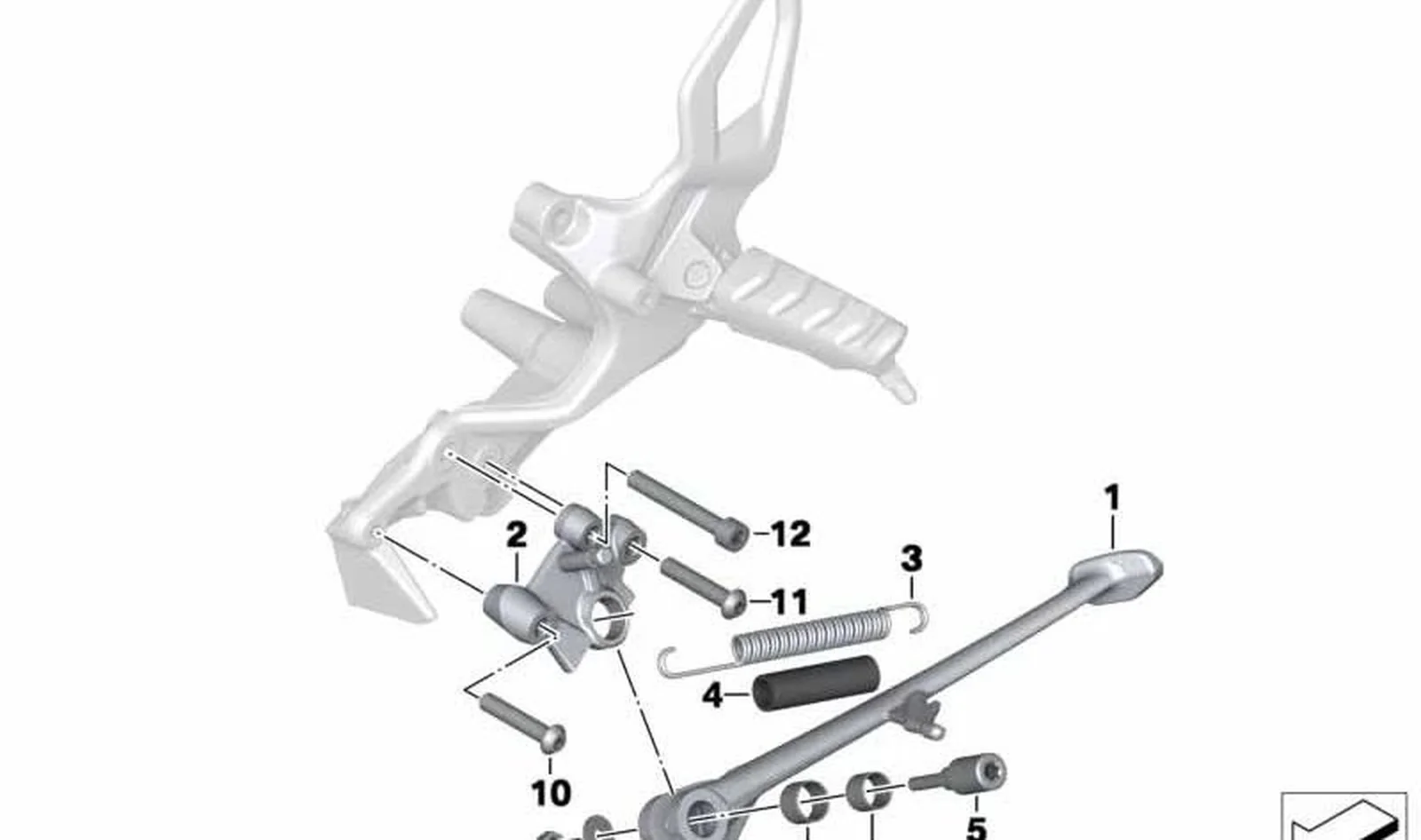Soporte para apoyo lateral OEM 46537681677 para motos BMW F800S, F800ST, F800R. Original BMW Motorrad.