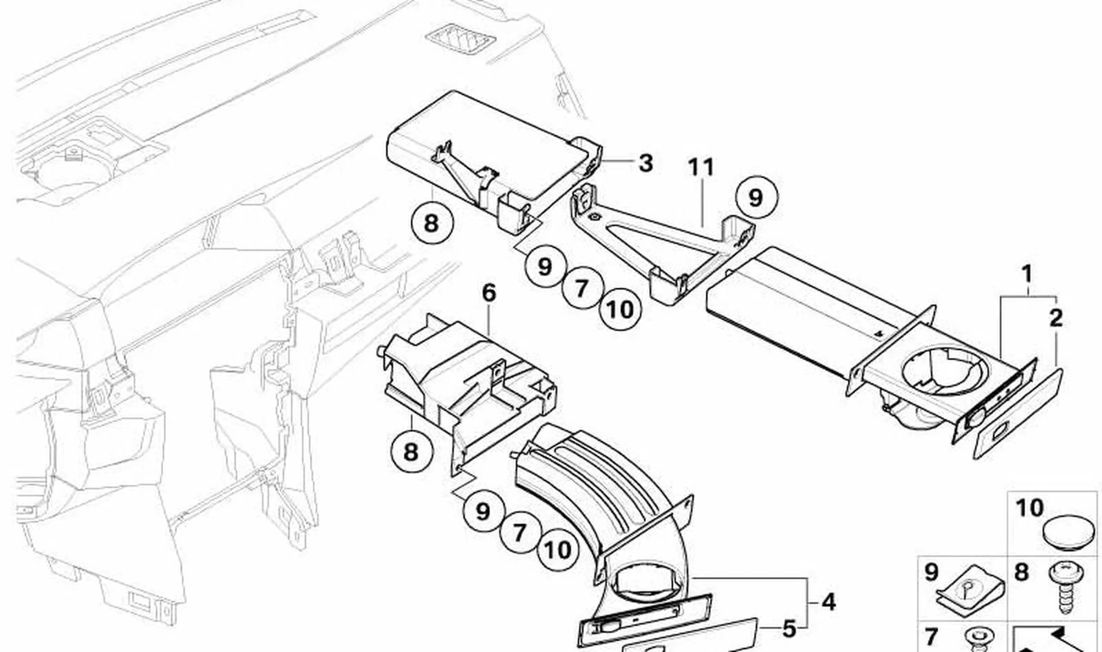 Soporte para bebidas interior OEM 51457063167 en color Basaltgrau para BMW Serie 5 E60, E60 LCI, E61, E61 LCI. Original BMW. - Image 5