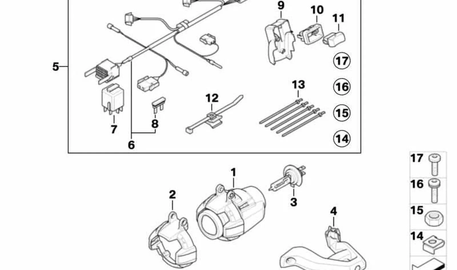 Soporte para faro suplementario OEM 63177721640 para motos BMW R 1200 GS, R 1200 GS Adventure. Original BMW Motorrad.