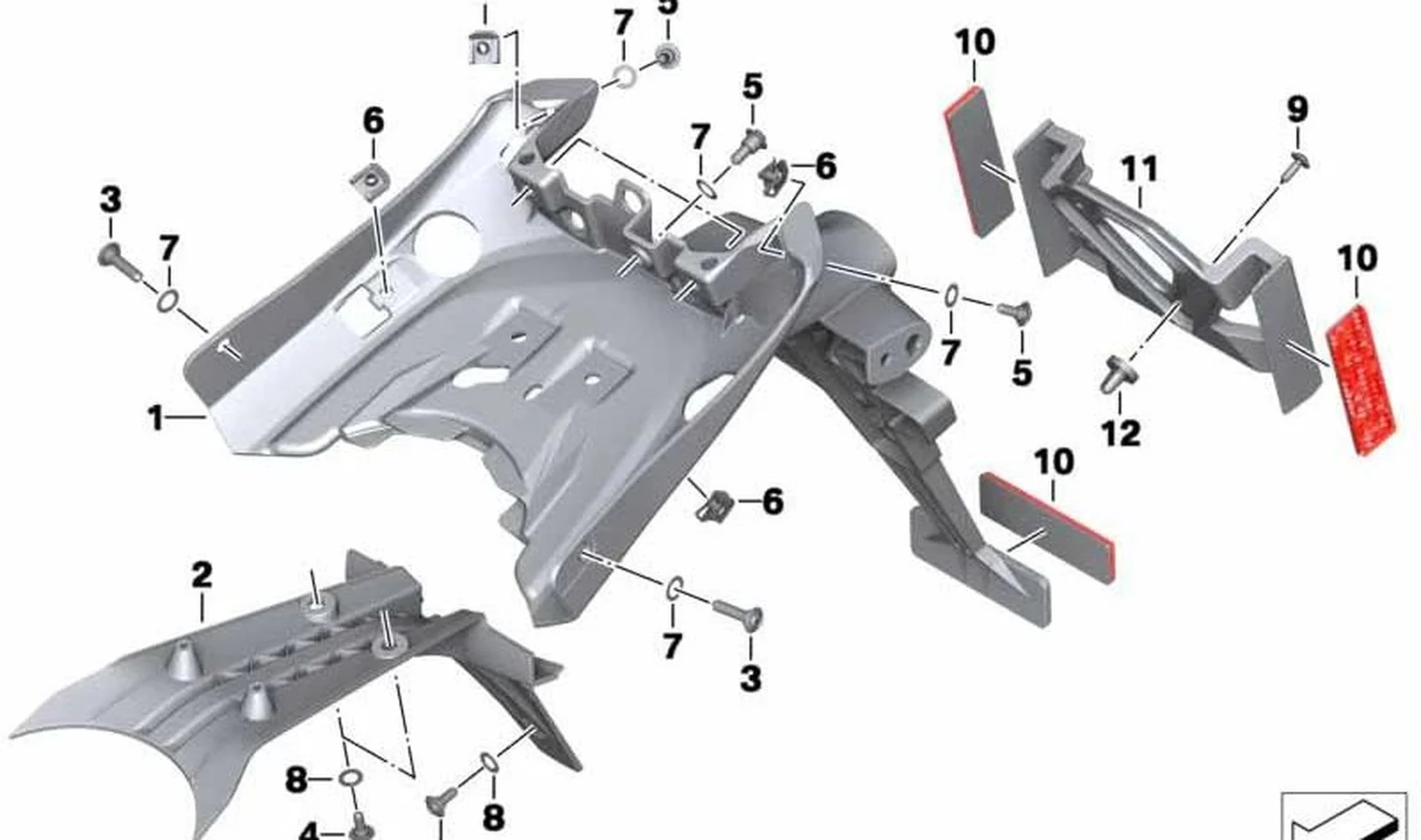 Soporte para matrícula trasero OEM 46628533757 para motos BMW R 1200 R, R 1250 R, R 1200 RS, R 1250 RS. Original BMW Motorrad.