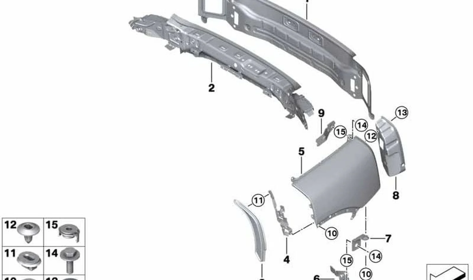 Soporte pared lateral inferior izquierdo OEM 41007430885 para MINI Clubman F54, F54 LCI. Original MINI.