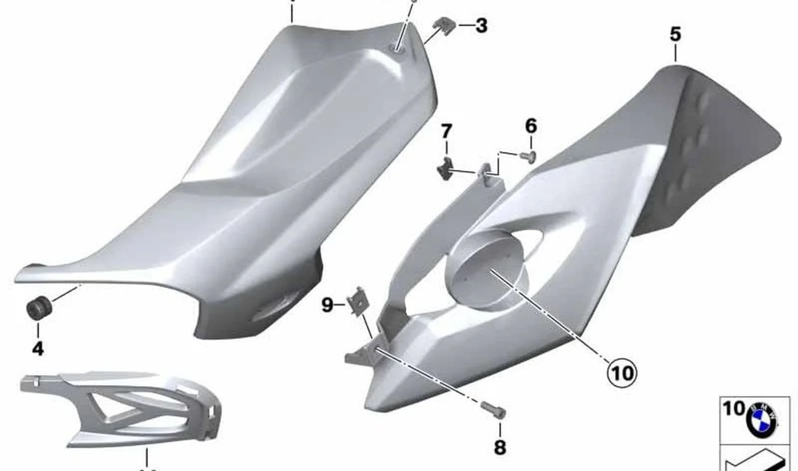 Soporte plaquita izquierda OEM 46637713501 para motos BMW K1200 R, K1300 R. Original BMW Motorrad.