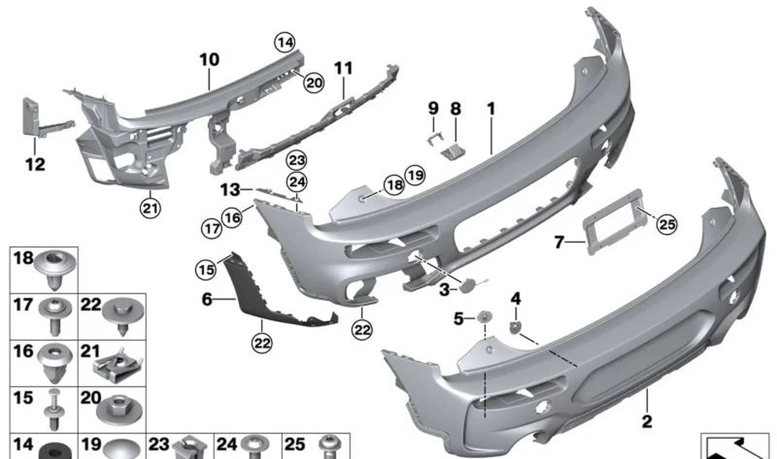 Soporte posterior derecho exterior del PDC OEM 51129881394 para MINI Clubman F54 LCI (05/2018 - 02/2024). Original MINI.