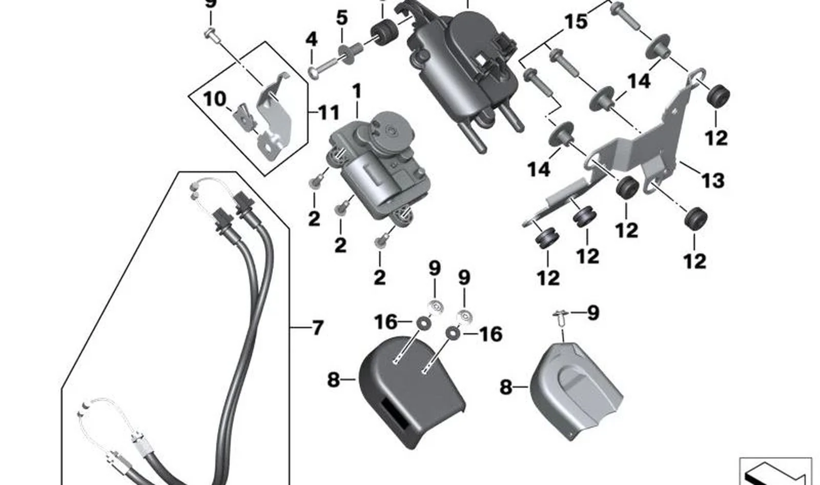 Soporte regulador chapaleta gases escape OEM 18518357194 para BMW Motorrad M 1000 R, M 1000 RR, S 1000 R, S 1000 RR. Original BMW Motorrad.