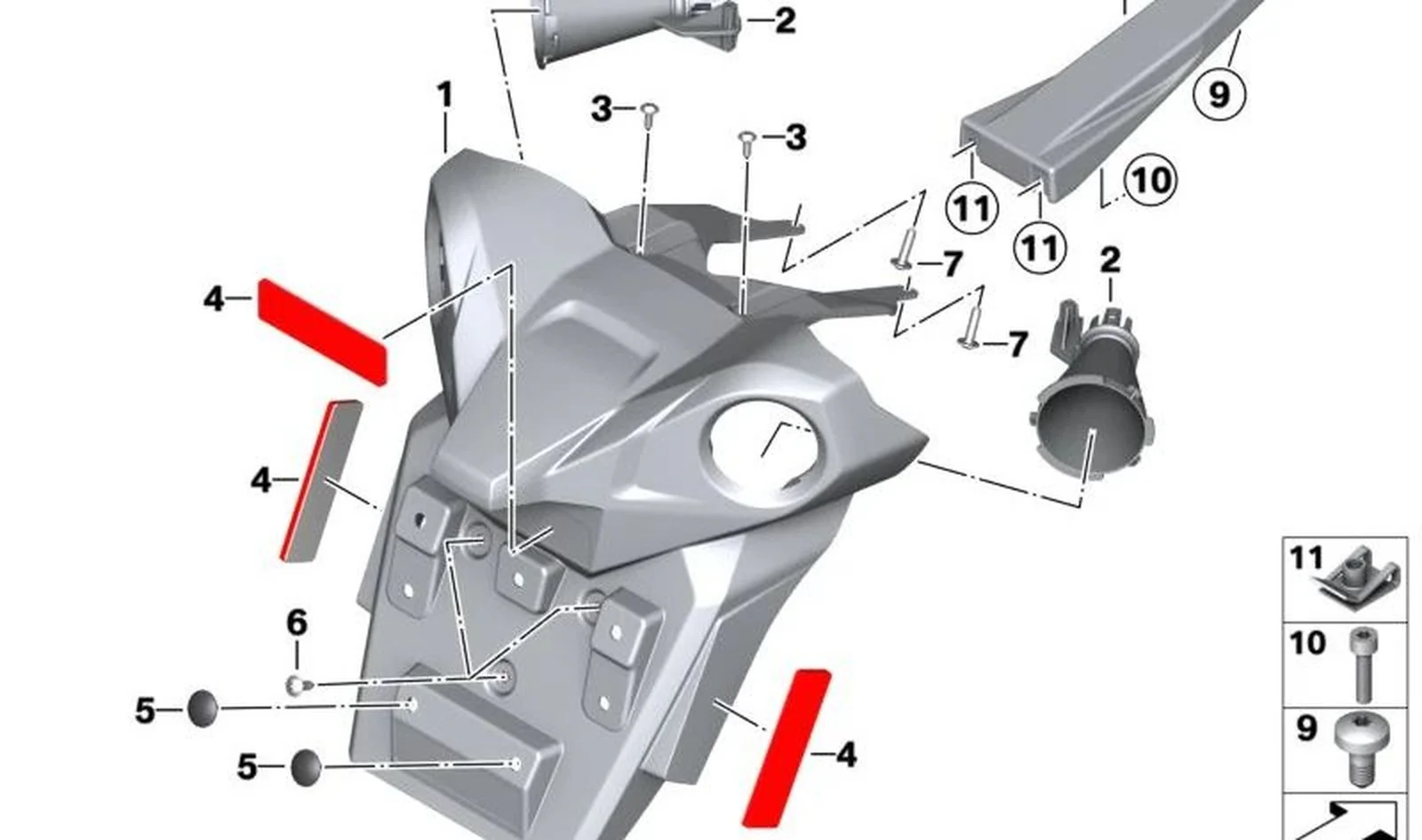 Soporte sensor SVA OEM 46638545538 para BMW Motorrad C 650 GT (K19, 11/2014-08/2020). Original BMW Motorrad.