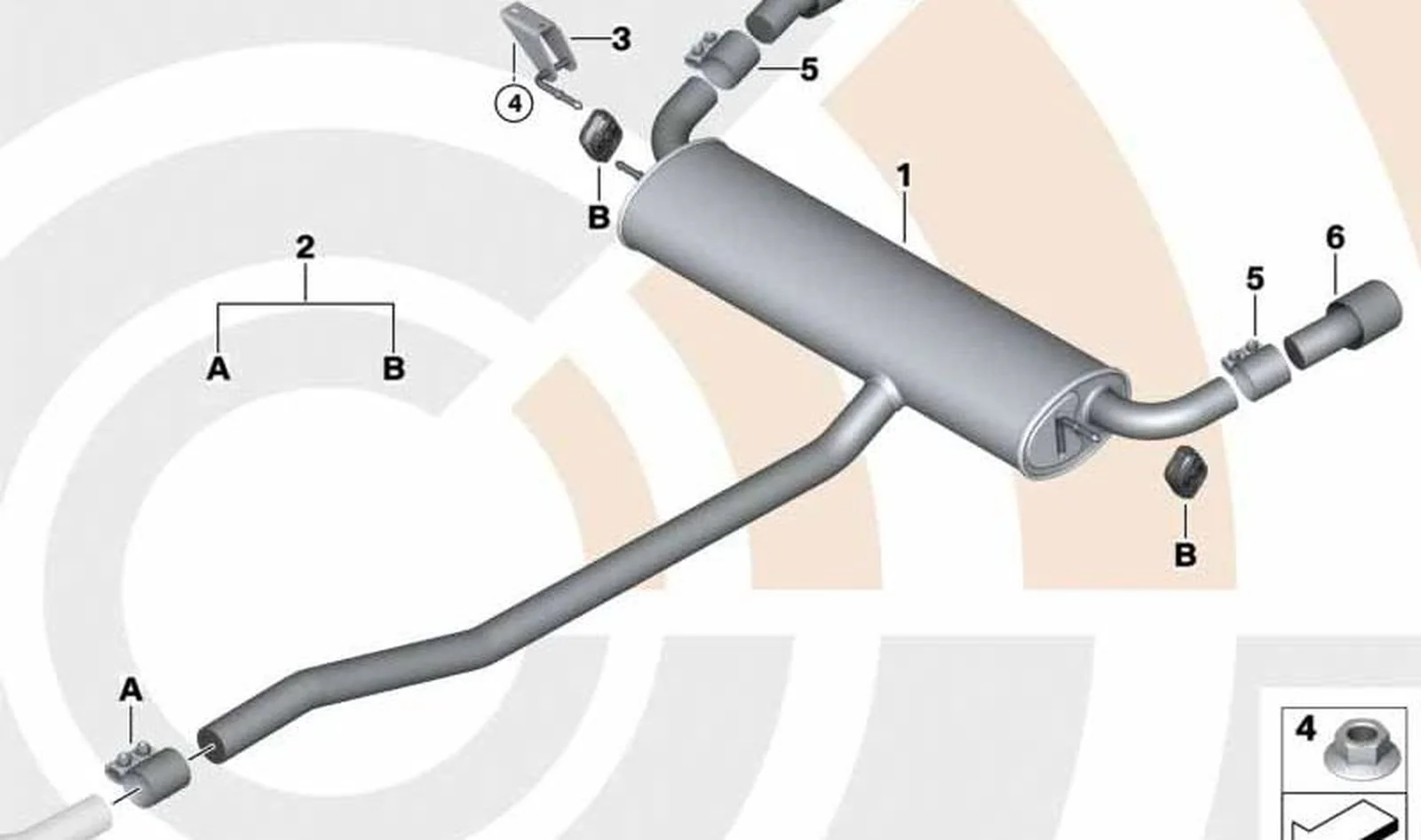 Soporte silenciador adicional derecho OEM 18309801973 para MINI Countryman R60, Paceman R61. Original MINI.
