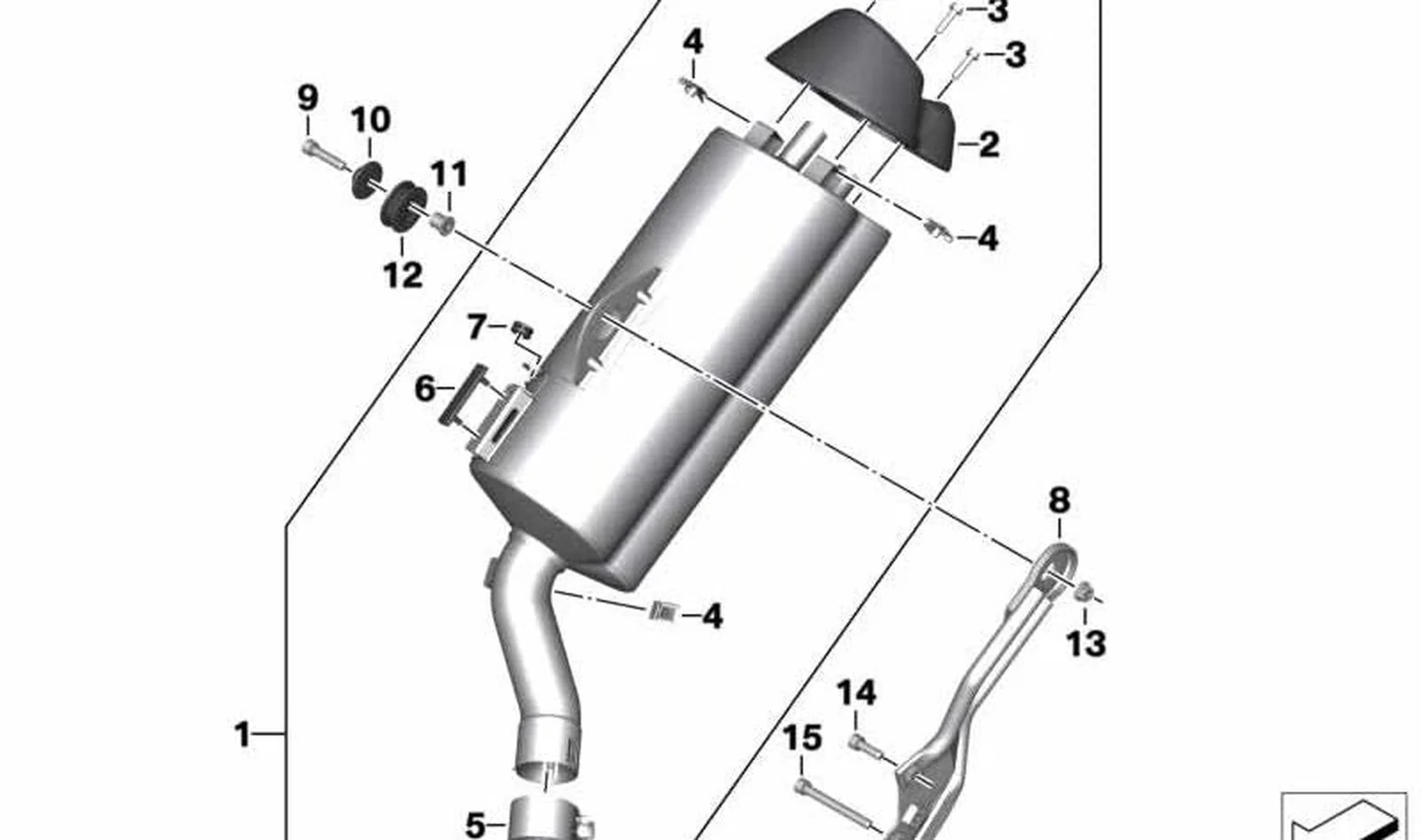 Soporte silenciador final OEM 18518555273 para motos BMW C 600 Sport, C 650 Sport. Original BMW Motorrad.