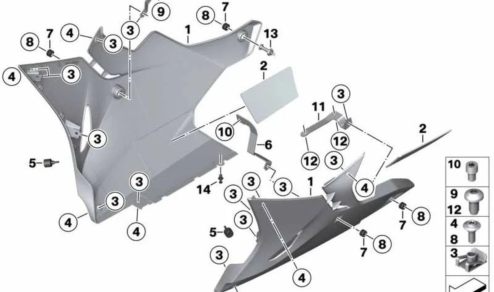 Soporte spoiler del motor trasero OEM 46638563672 para motos BMW S 1000 RR (K46) 2015-2018. Original BMW Motorrad.