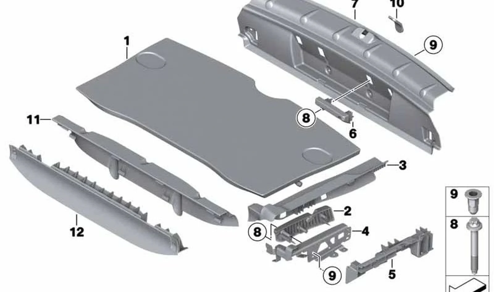 Soporte suplementario bandeja insertada izquierda OEM 51479807113 para MINI Countryman R60 (2010-2016). Original MINI.
