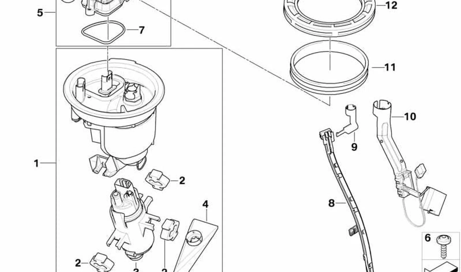 Soporte transmisor de nivel de llenado OEM 16147704400 para motos BMW R1200S, HP2 Sport. Original BMW Motorrad.