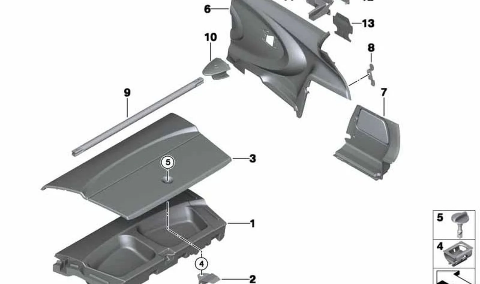Soporte tubo asegurador carga derecho OEM 41007375776 para MINI R56 LCI, Cooper S JCW (SU91, SU92, SV91, SV92)... y más. Original MINI.