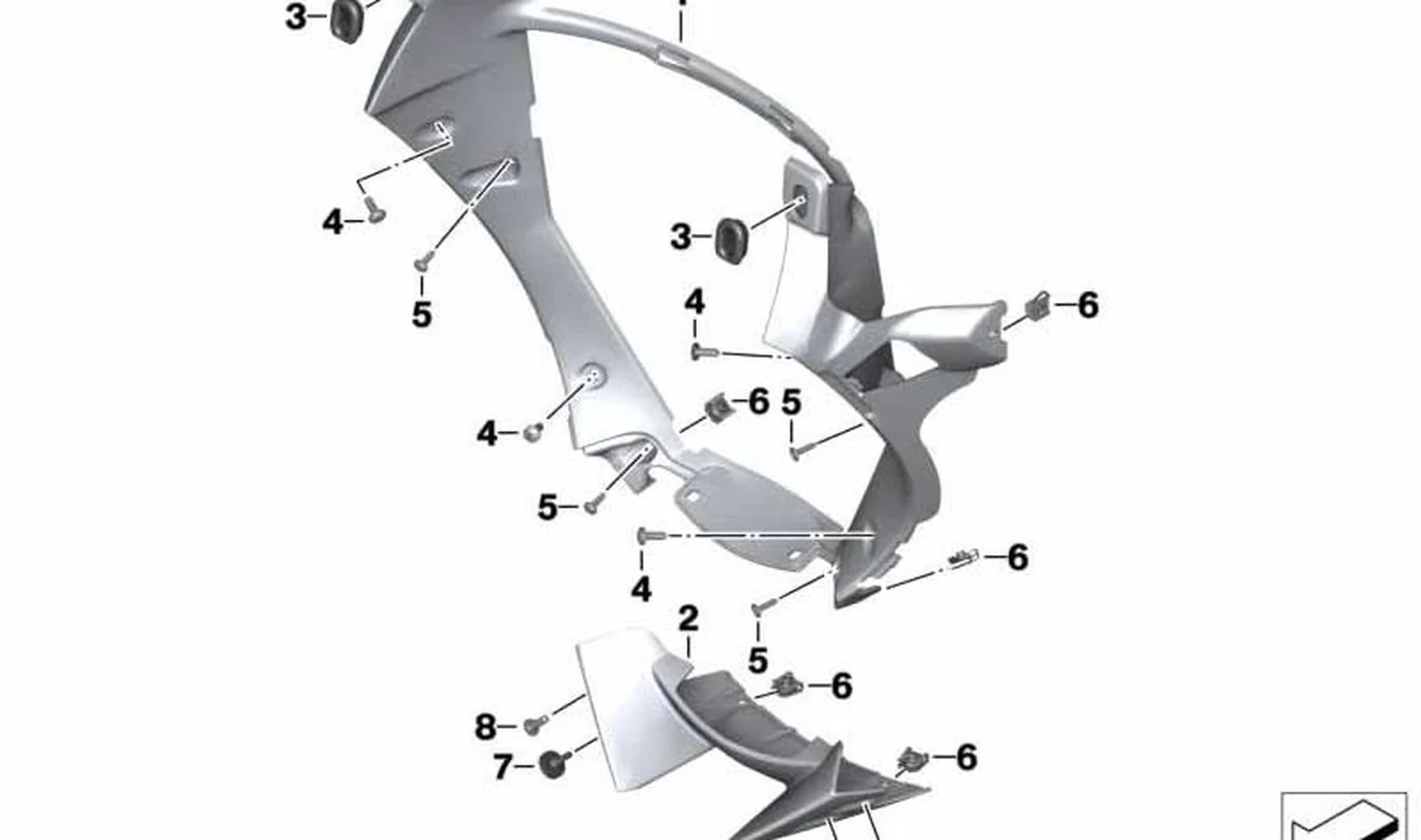 Spoiler delantero OEM 46637727396 para BMW Motorrad K1600 GT, K1600 GTL, K1600 Bagger. Original BMW Motorrad.