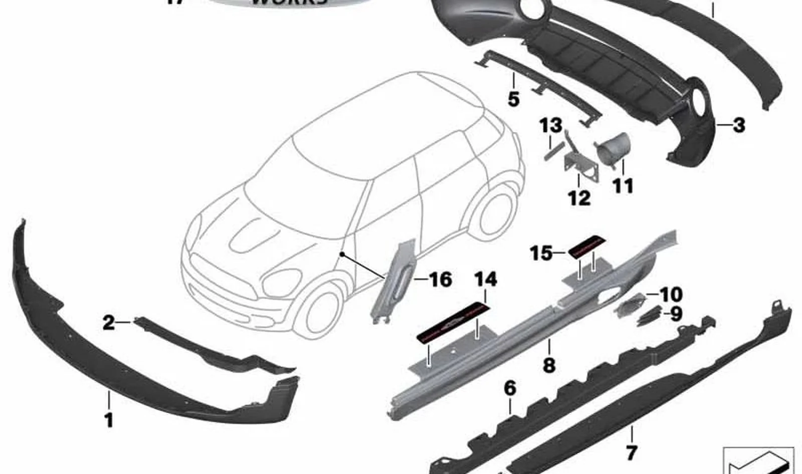 Spoiler trasero OEM 51129809007 para MINI Countryman R60 (Cooper S, Cooper S ALL4). Original MINI. - Image 2