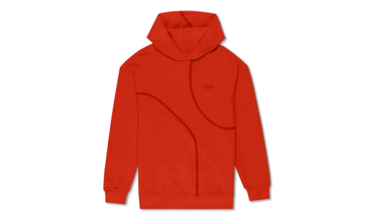 Sudadera con capucha hombre talla S color Rebel Red OEM 80145B32075 válida para MINI, Colección MINI 2024. Original MINI.