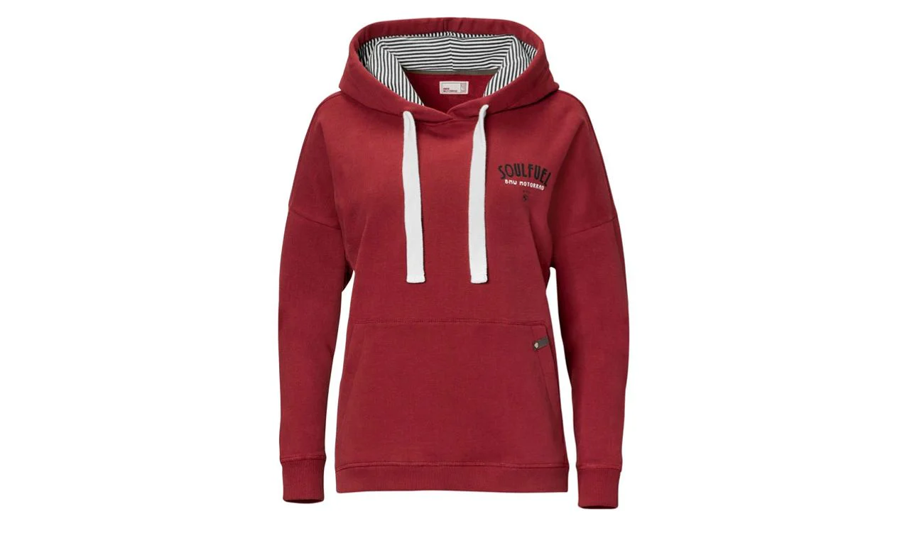 Sudadera con capucha Soulfuel roja talla M OEM 76617109830 para BMW. Original BMW Motorrad.