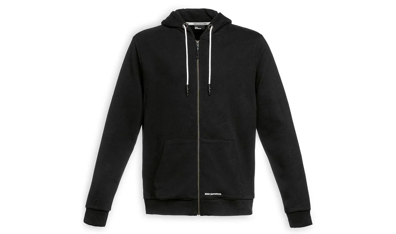 Sudadera con cremallera Make Life a Ride negra OEM 76615A81534 para BMW. Original BMW Motorrad.