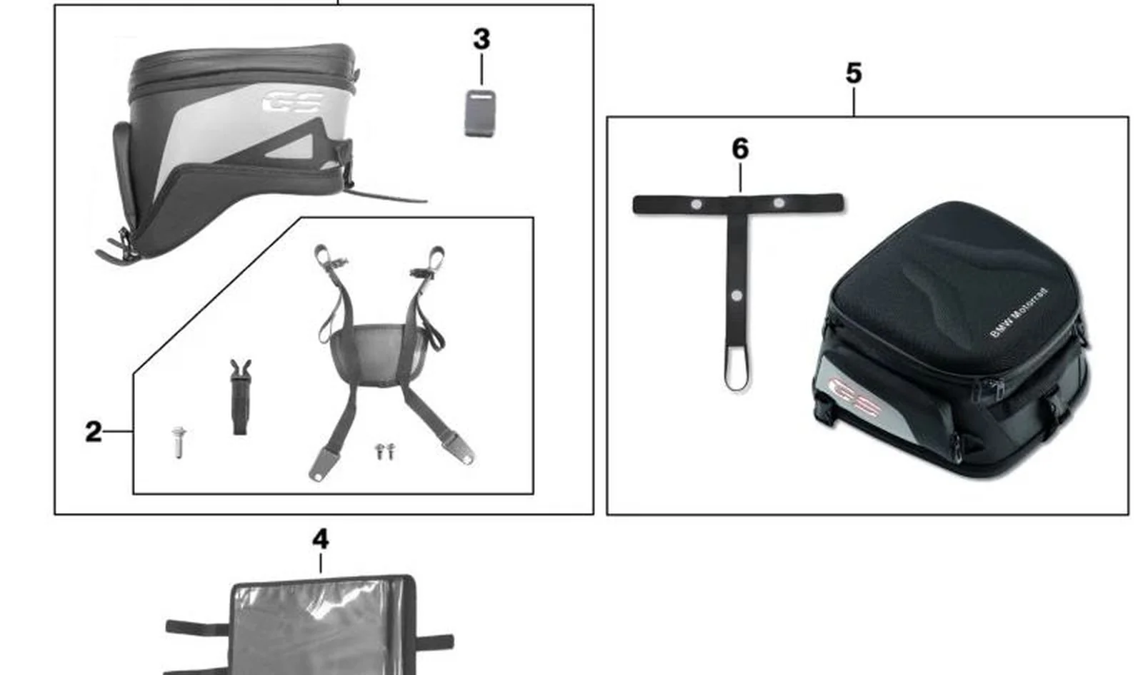 Sujeción mochila para el depósito delantero OEM 77458523143 para motos BMW R1200GS, R1250GS, R1200RT, R1250RT. Original BMW Motorrad.