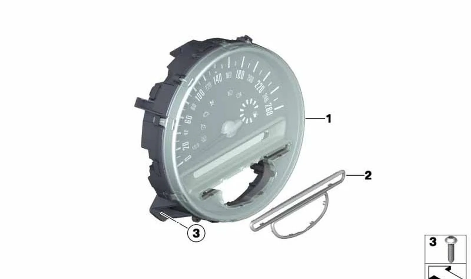 Tacómetro OEM 62109232433 para MINI R56 LCI, Clubman R55 LCI, Cabrio R57 LCI, Coupé R58, Roadster R59, Countryman R60, Paceman R61. Original MINI.