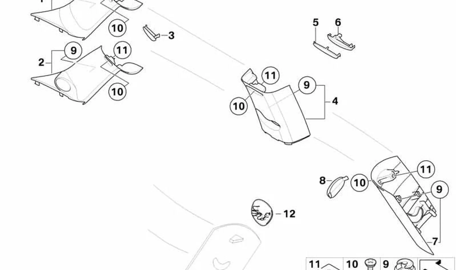 Tapa Airbag montante B izquierdo OEM 51437266623 para MINI R56 LCI, Clubman R55 LCI. Original MINI.