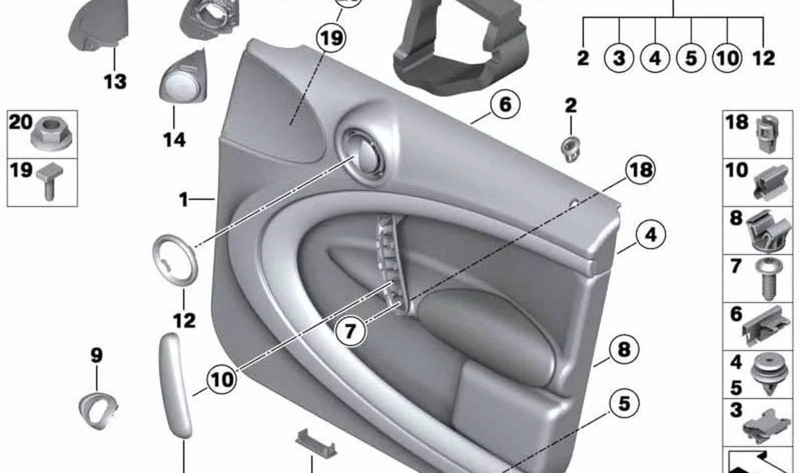 Tapa compartimento triángulo reflectante izquierdo OEM 51339803531 para MINI Countryman R60 (2010-2016). Original MINI.
