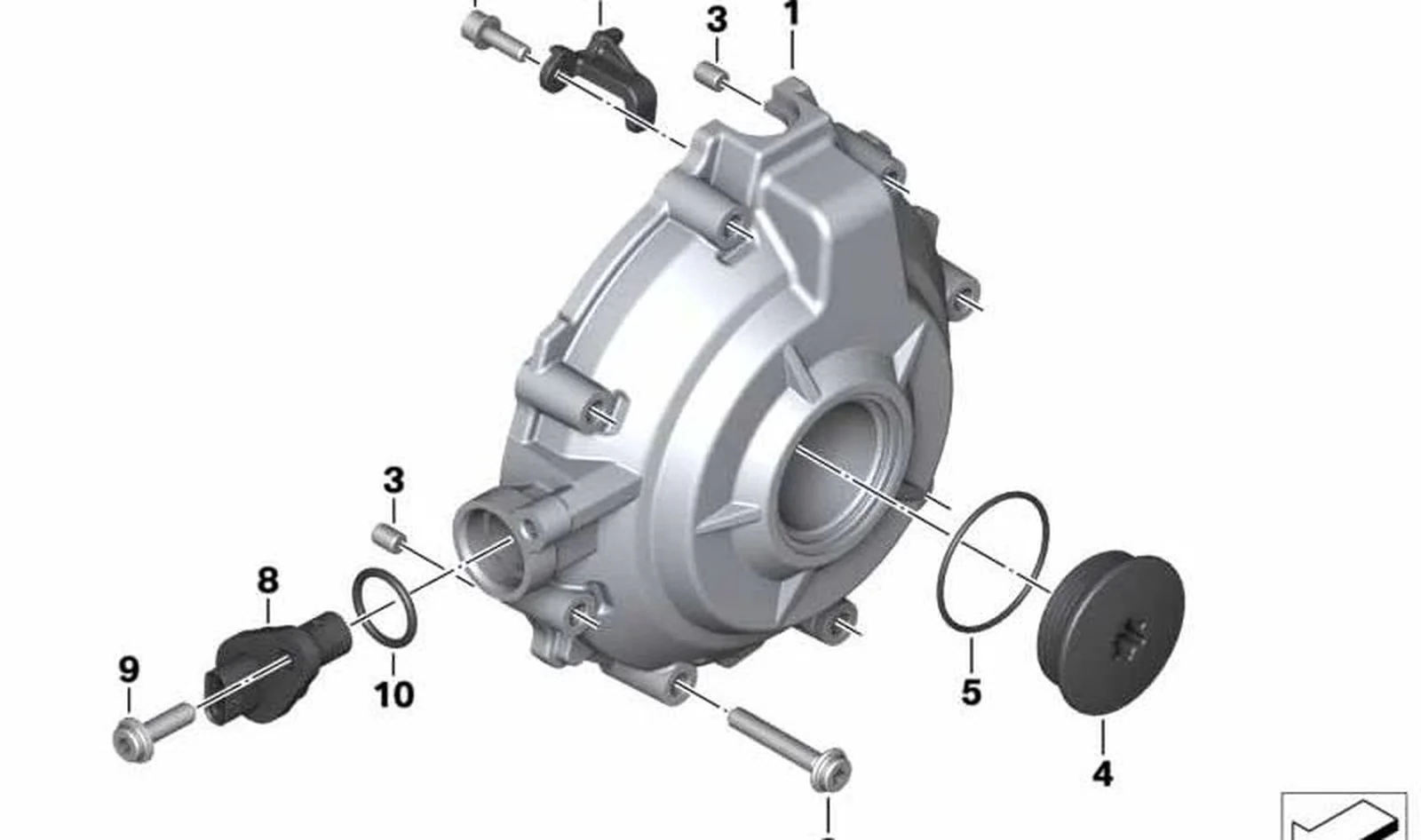 Tapa de alternador OEM 11148404145 para motos BMW S 1000 XR (K69) desde 11/2019. Original BMW Motorrad.