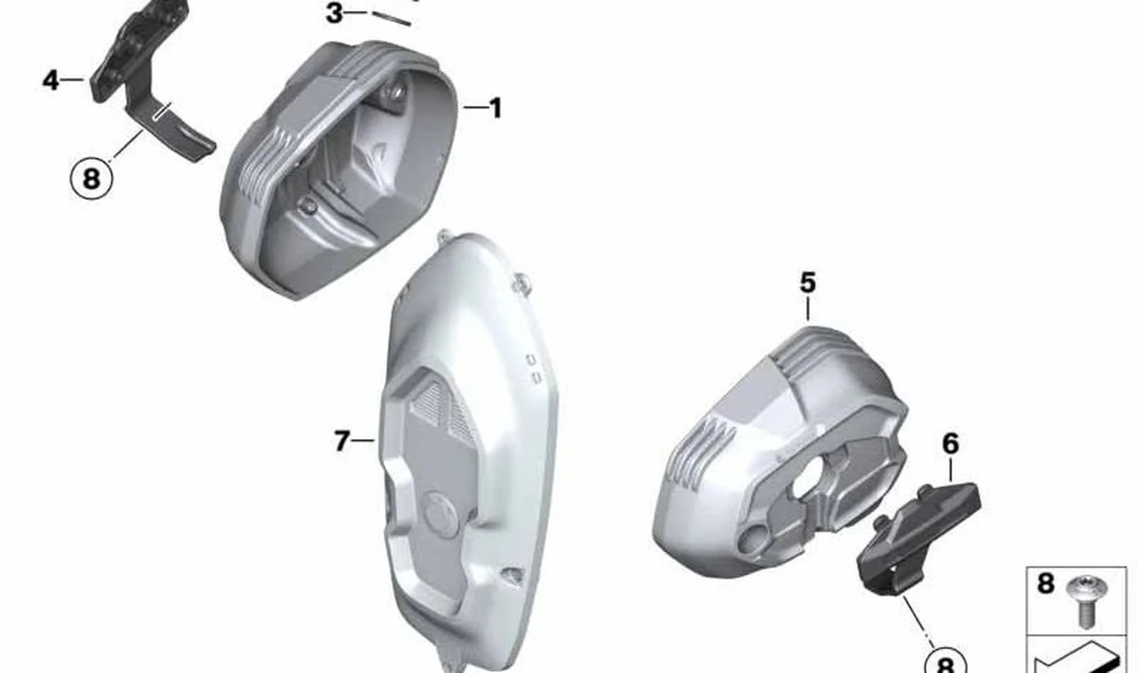 Tapa de culasse derecha OEM 11128394706 para motos BMW R nineT, R nineT Pure, R nineT Scrambler, R nineT Racer, R nineT Urban G/S. Original BMW Motorrad.