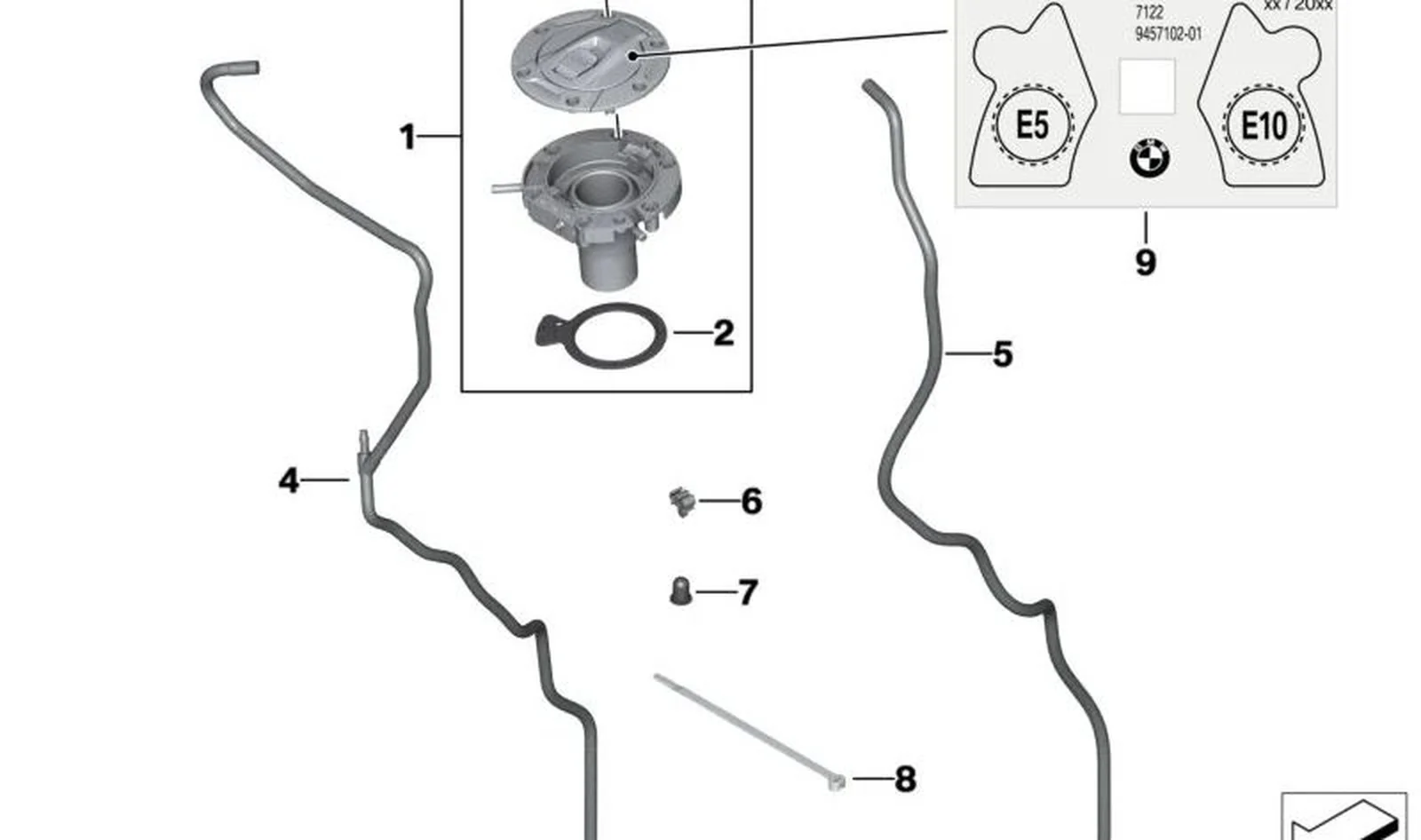 Tapa de depósito OEM 16118552106 para BMW Motorrad R 1200 RT, R 1250 RT, R 1200 R, R 1250 R, R 1200 RS, R 1250 RS, S 1000 XR, F 850 GS Adventure... y más. Original BMW Motorrad.