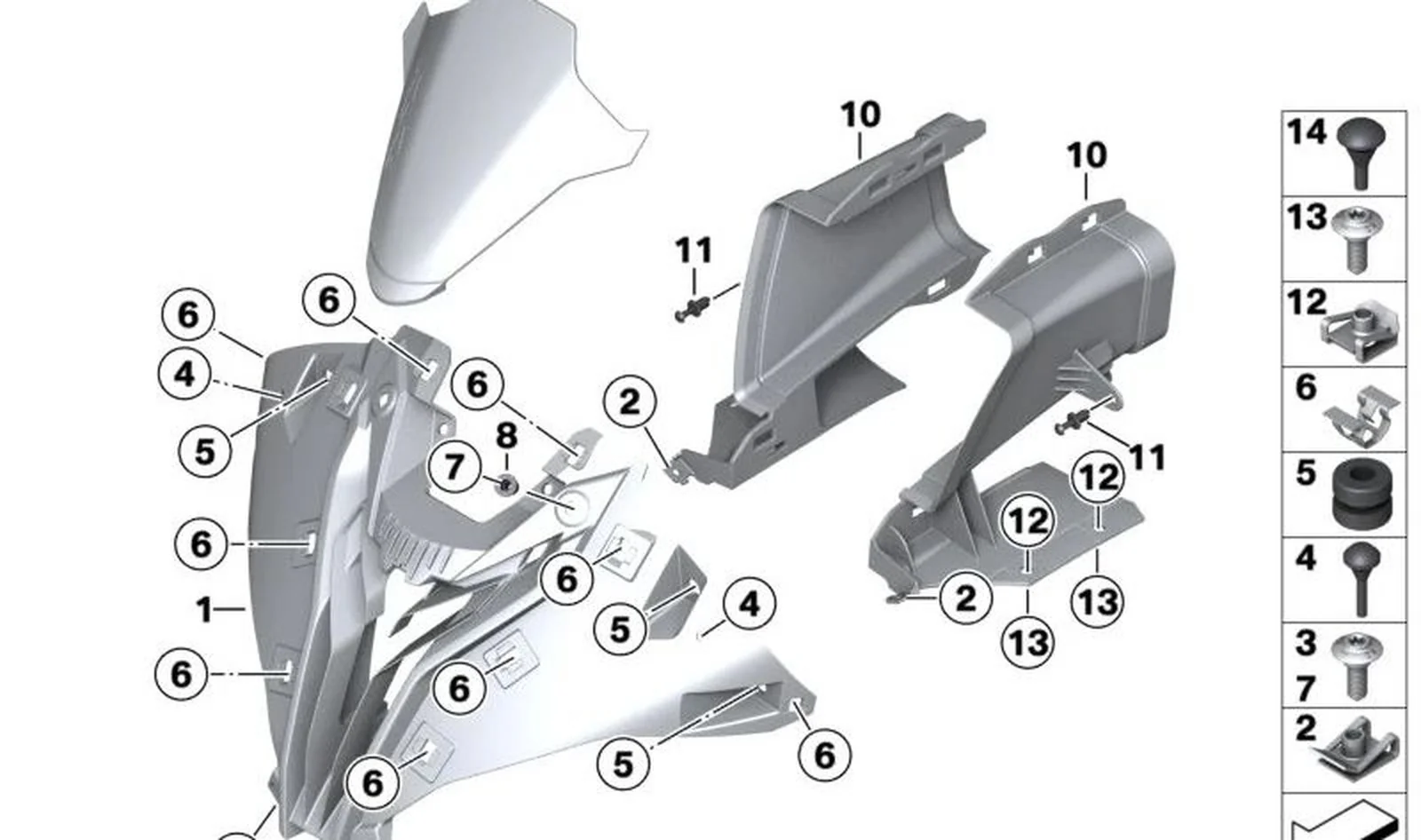 Tapa de entrada de aire OEM 46637924304 para motos BMW S 1000 RR (K67), M 1000 RR (K66). Original BMW Motorrad.