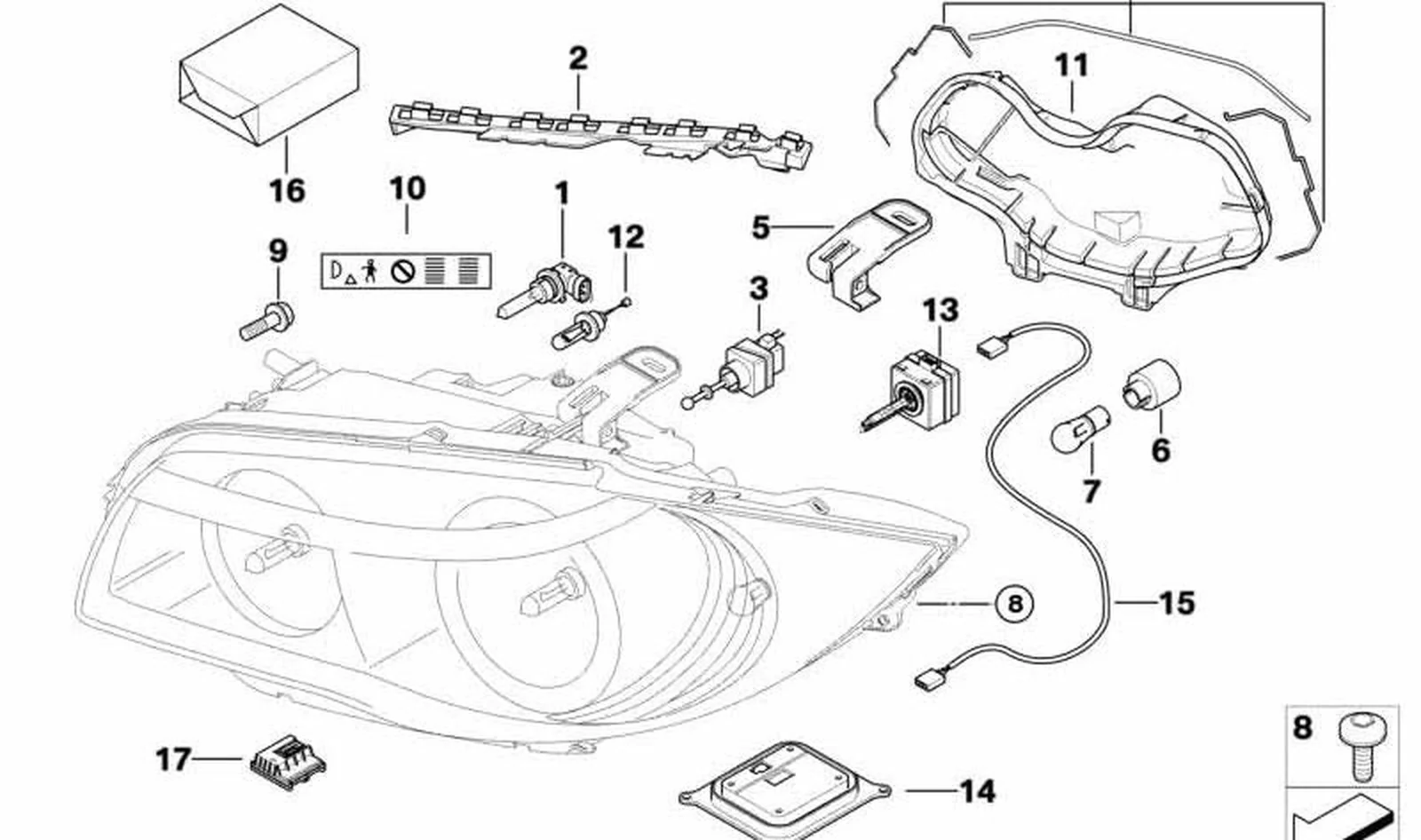Tapa de faro derecho OEM 63127171570 para BMW E81, E87, E87 LCI, E82, E88. Original BMW. - Image 5