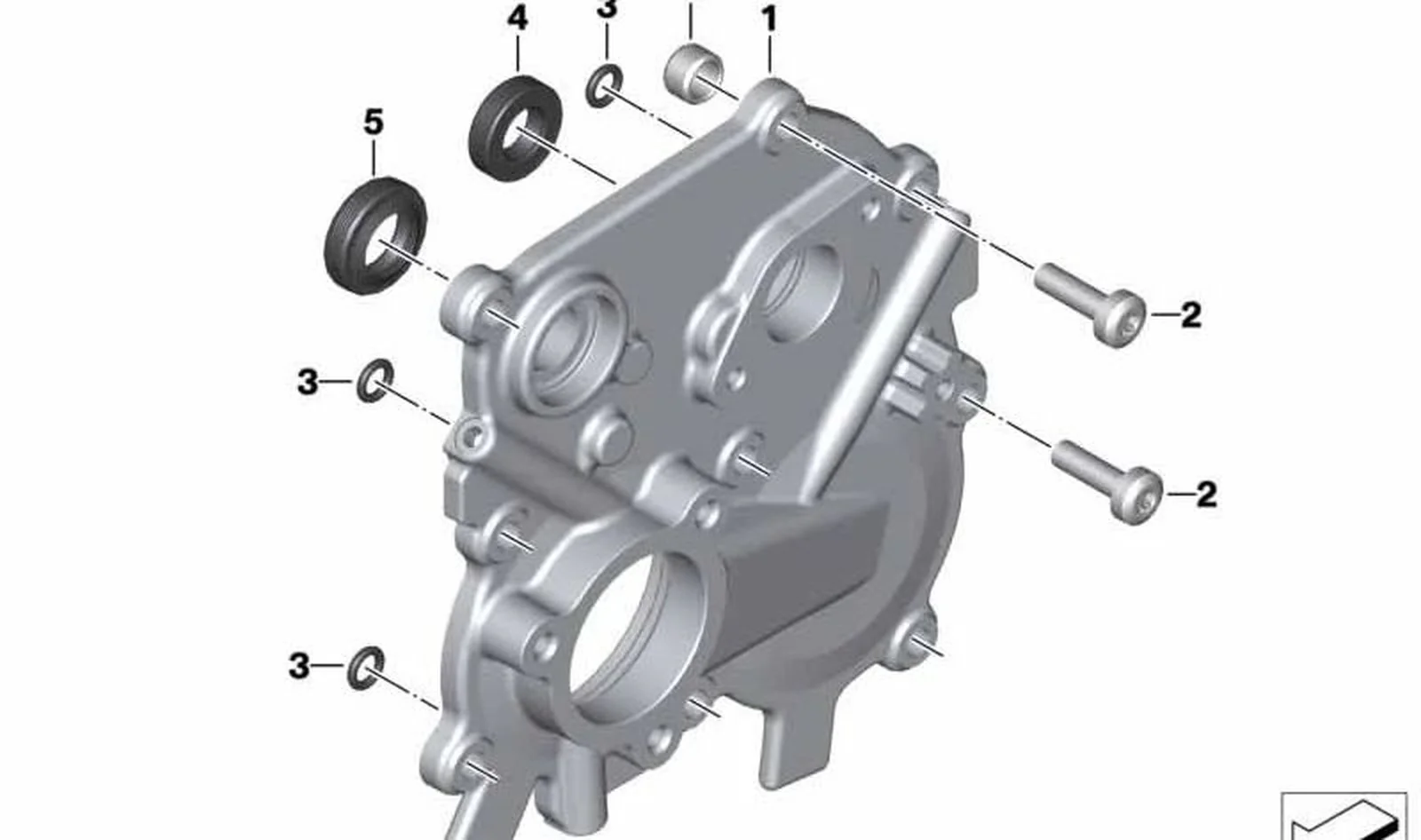 Tapa del cambio OEM 23008561386 para BMW Motorrad K1600 GT, K1600 GTL, K1600 Bagger. Original BMW Motorrad.