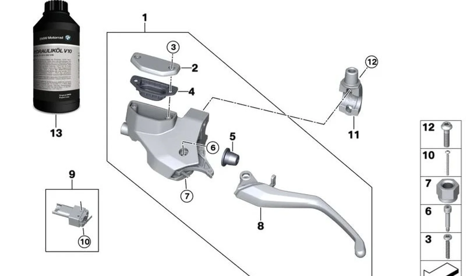Tapa del conjunto del puño OEM 32727105757 para BMW R 1300 GS, R 1300 GS Adventure, R 1300 RS. Original BMW Motorrad.