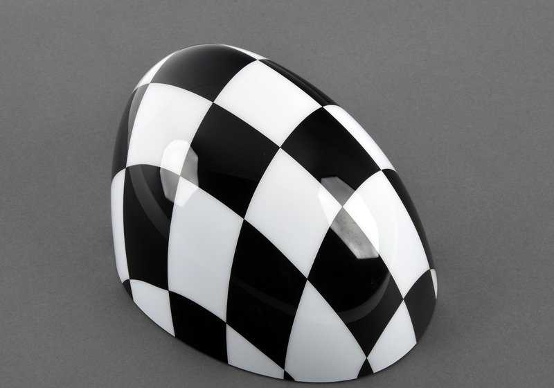 Tapa del retrovisor exterior derecho a cuadros blanco y negro OEM 51142348090 para MINI F56, F55, Clubman F54, Cabrio F57, Countryman F60. Original MINI.