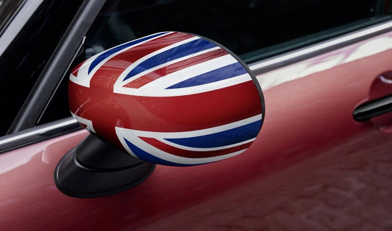 Tapa del retrovisor exterior izquierdo Union Jack OEM 51162465785 para MINI F56, F56 BEV, F55, F54, F57, F60... y más. Original MINI.