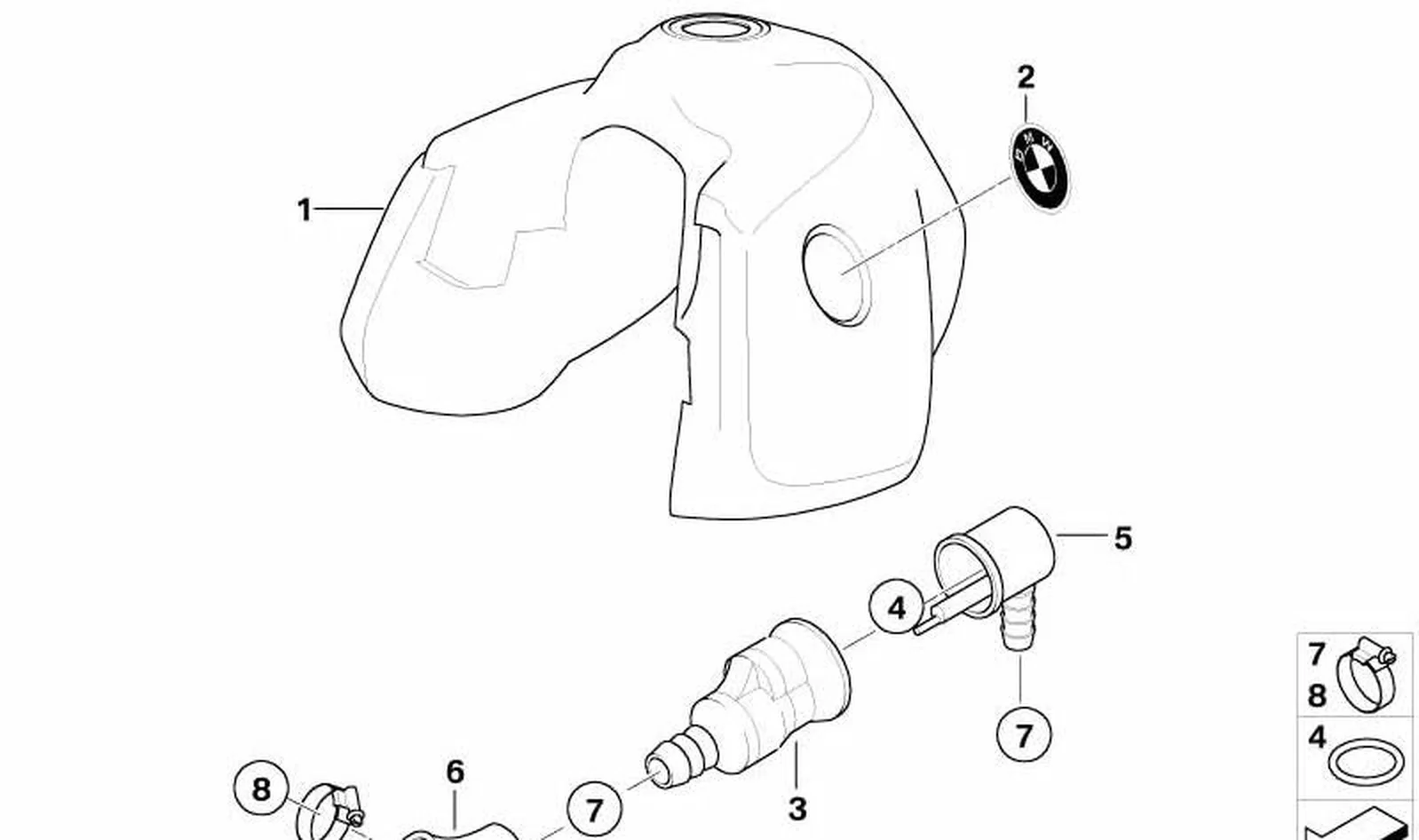 Tapa depósito de combustible OEM 16117664597 para motos BMW R1150 GS Adventure. Original BMW Motorrad.