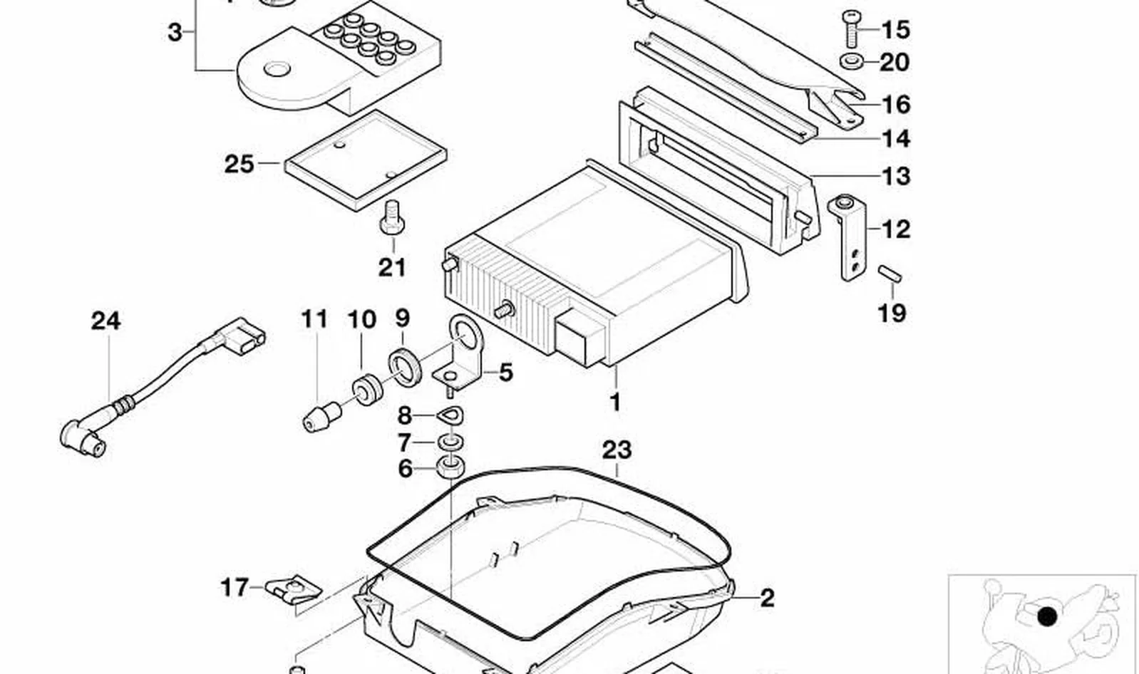 Tapa OEM 65147693229 para BMW Motorrad K 1200 RS, K 1200 LT. Original BMW Motorrad.