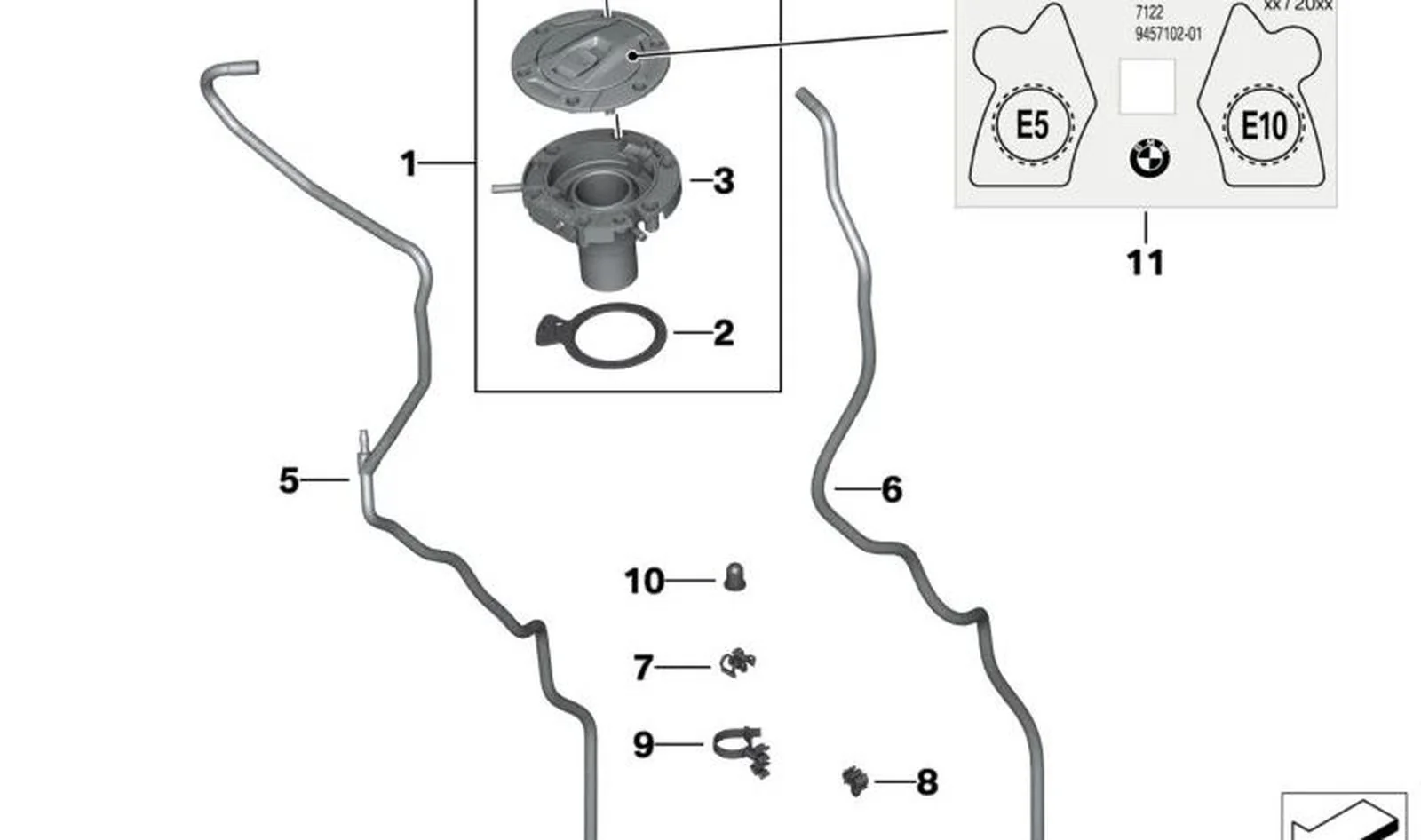 Tapón del depósito OEM 16118529312 para motos BMW R1200GS, R1250GS. Original BMW Motorrad.