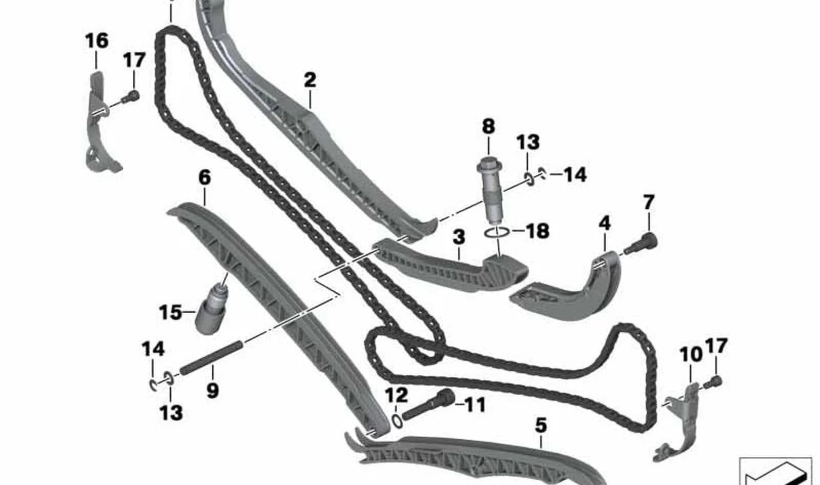 Tensor de cadena derecha OEM 11317707798 para motos BMW R1200GS, R1200RT, R1200R, R nineT, R nineT Pure, R nineT Scrambler, R nineT Racer, R nineT Urban G/S... y más. Original BMW Motorrad.