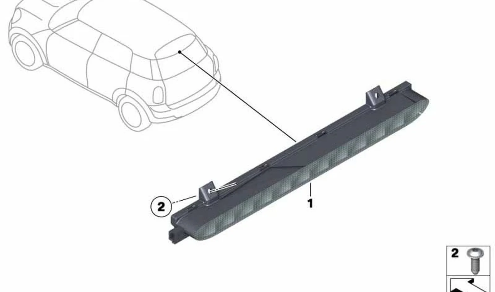 Tercera luz de freno trasera OEM 63259808866 para MINI Cooper R56, R60, R61... y más. Original MINI.
