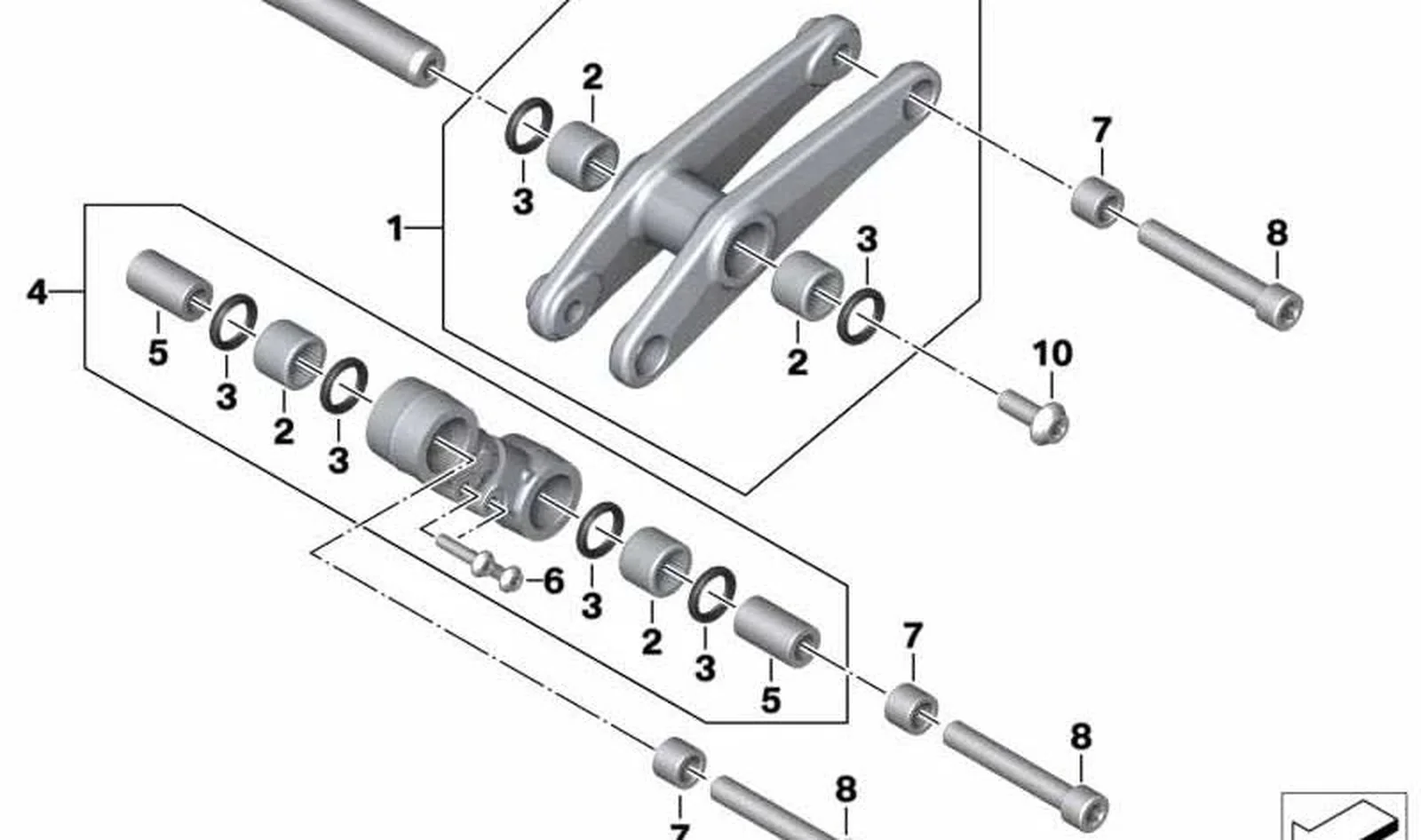 Tirante articulado trasero OEM 33548359955 para BMW Motorrad S 1000 RR K67 (2018-2022). Original BMW Motorrad.