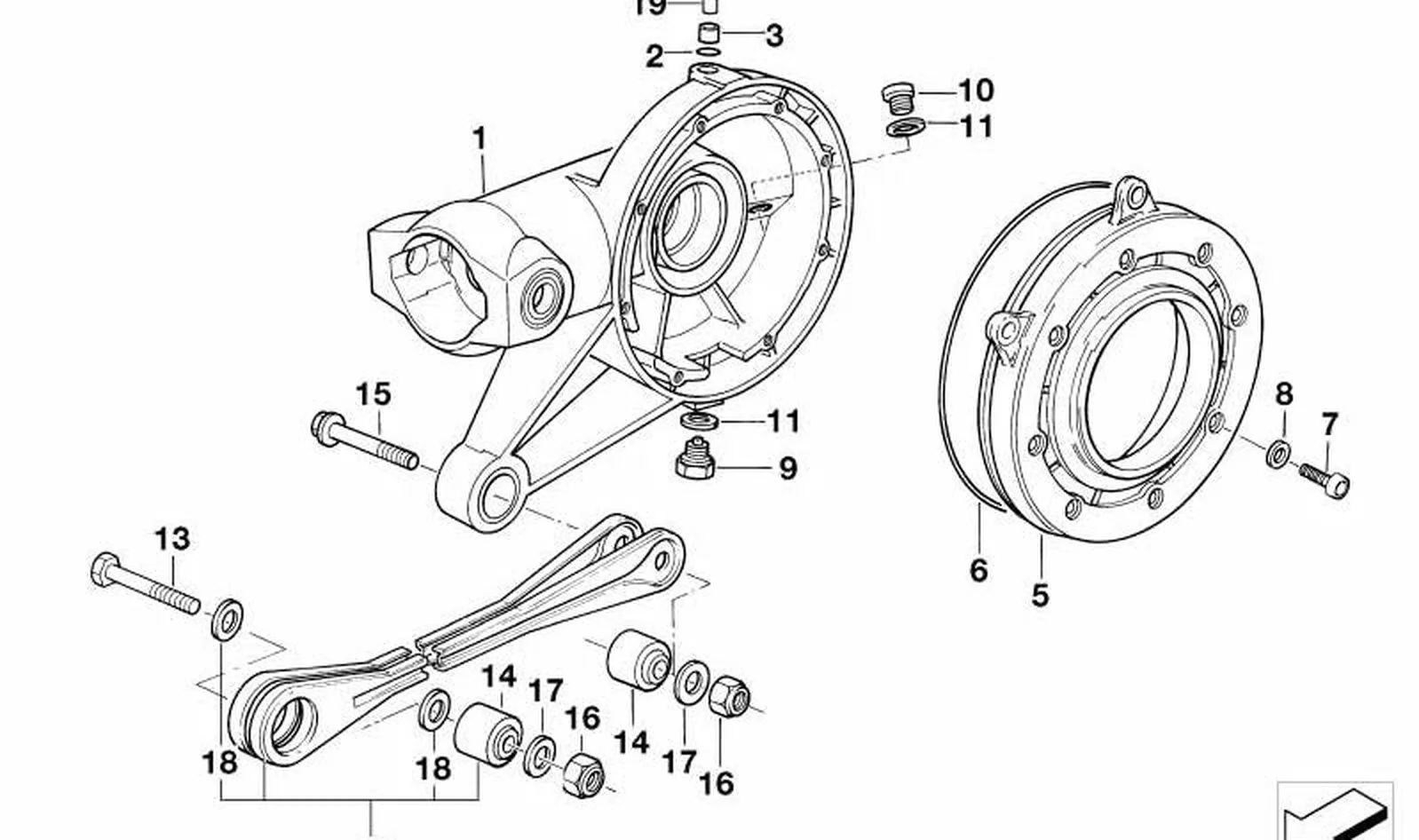 Tirante de plata trasero OEM 33172314179 para motos BMW R1100GS, R1150GS, R850GS... y más. Original BMW Motorrad.