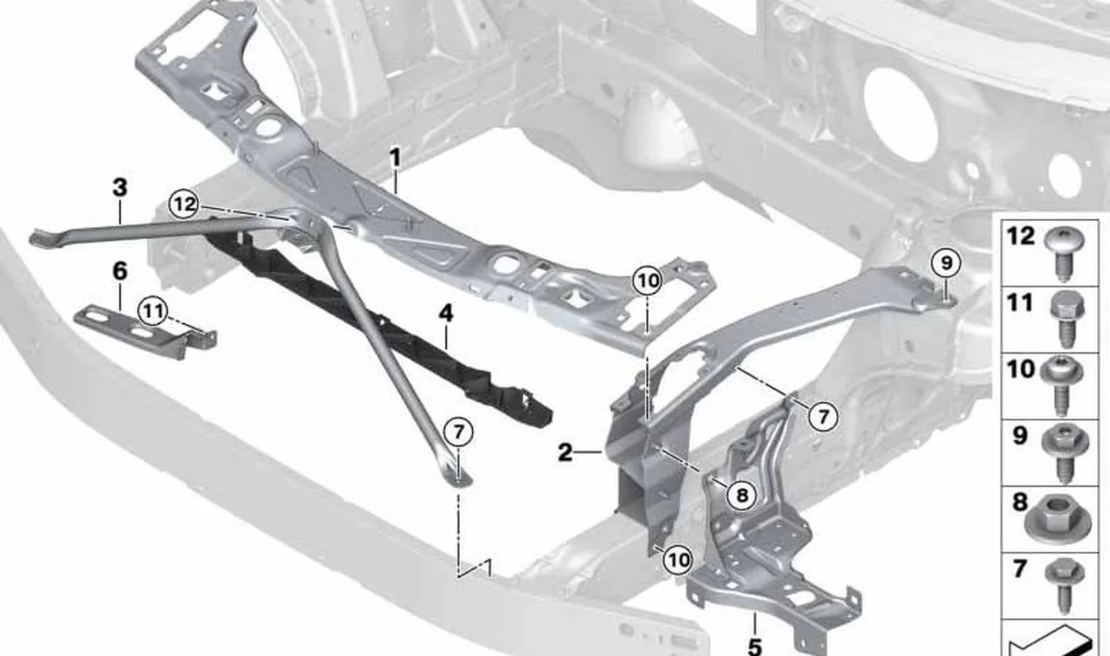 Tirante en V salpicadero OEM 51647351533 para MINI F54 Clubman. Original MINI.