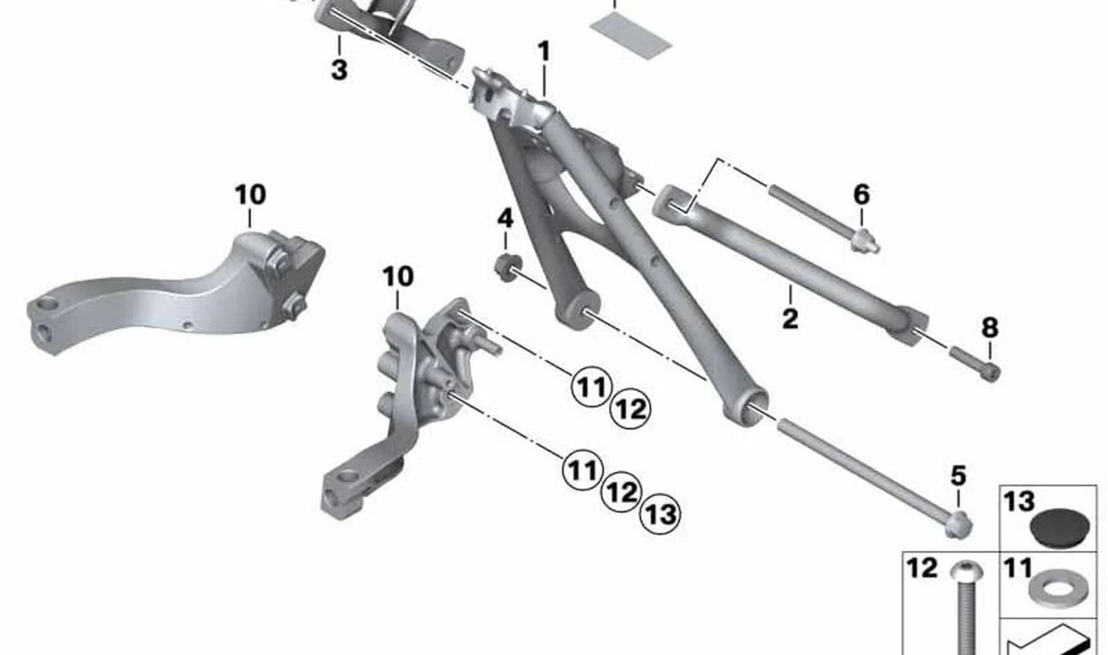 Tirante izquierdo OEM 46517709261 para BMW Motorrad R K29 HP2 Sport, R 1200 S. Original BMW Motorrad.