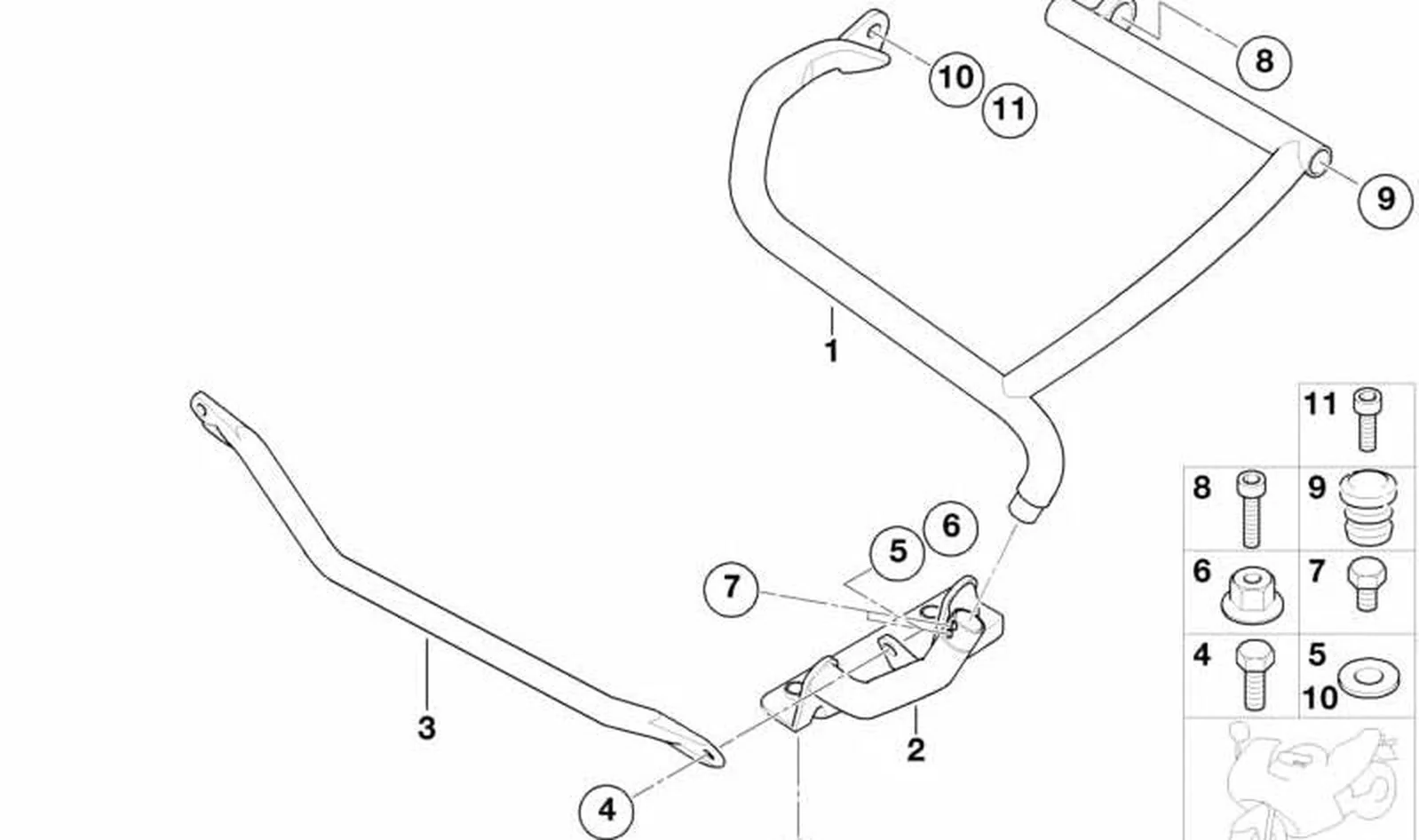 Tirante transversal OEM 46637672644 para motos BMW R1150GS Adventure. Original BMW Motorrad.