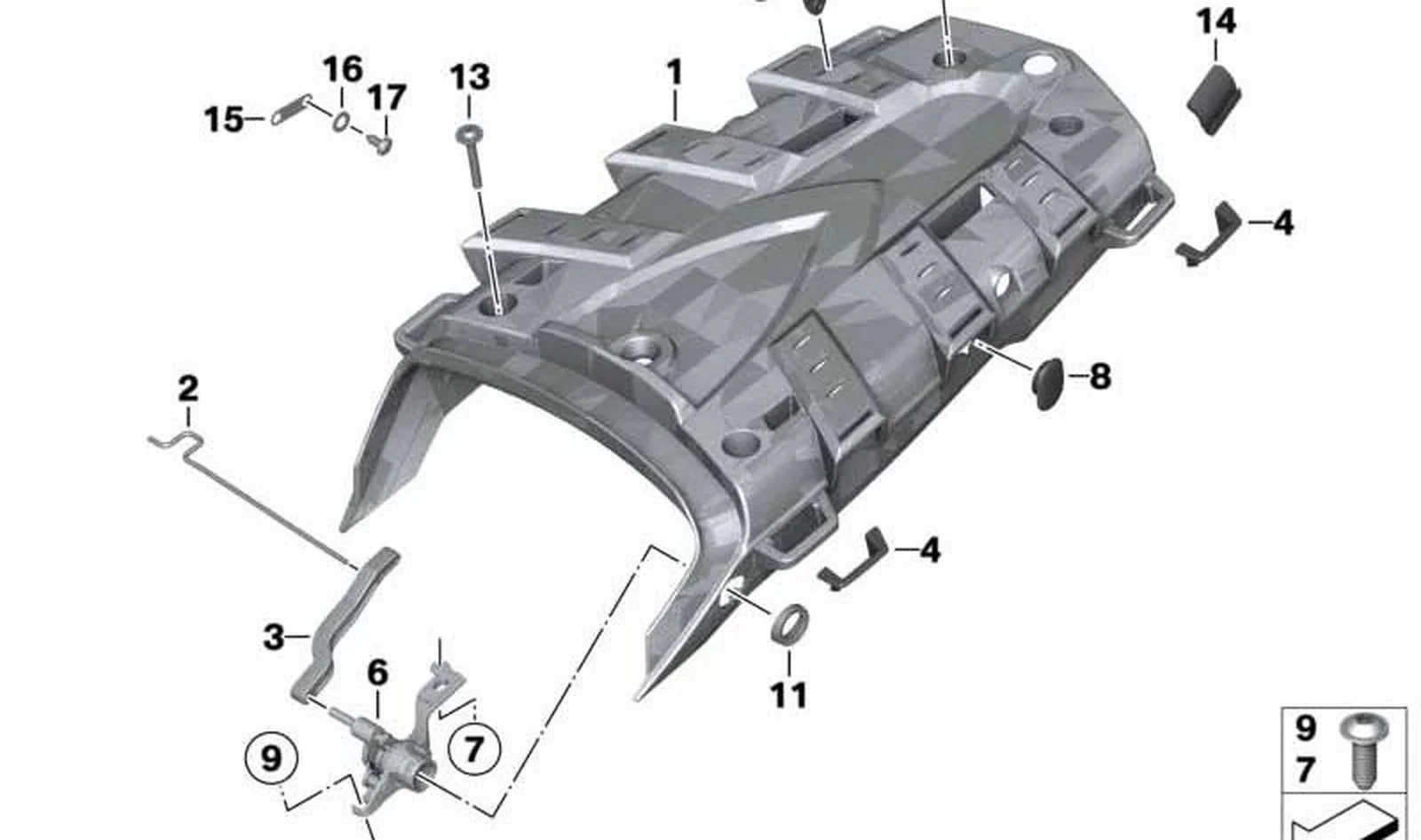 Tope derecho OEM 46547698466 para motos BMW R1200GS, R1200GS Adventure. Original BMW Motorrad.